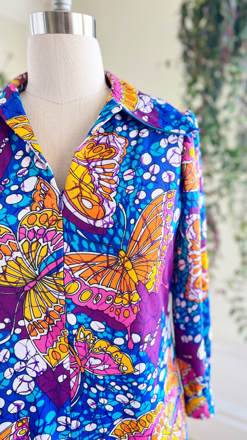 1970s Butterfly Novelty Print Shift Dress | large/x-large