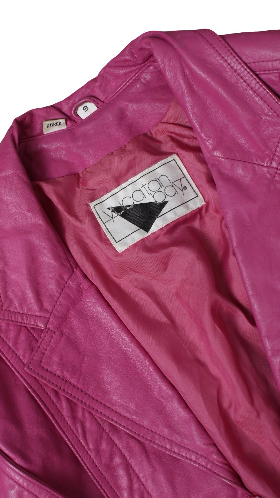 1990s Hot Pink Leather Cropped Jacket | small