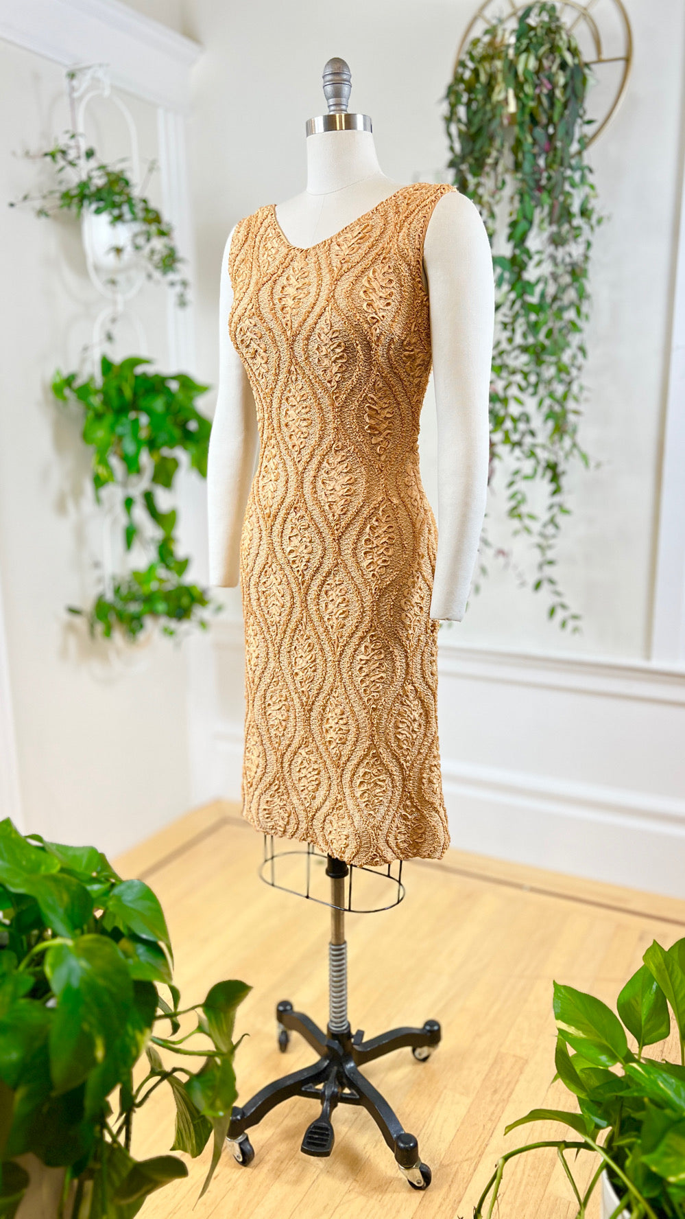 1950s Soutache Ribbon Knit Dress | small/medium