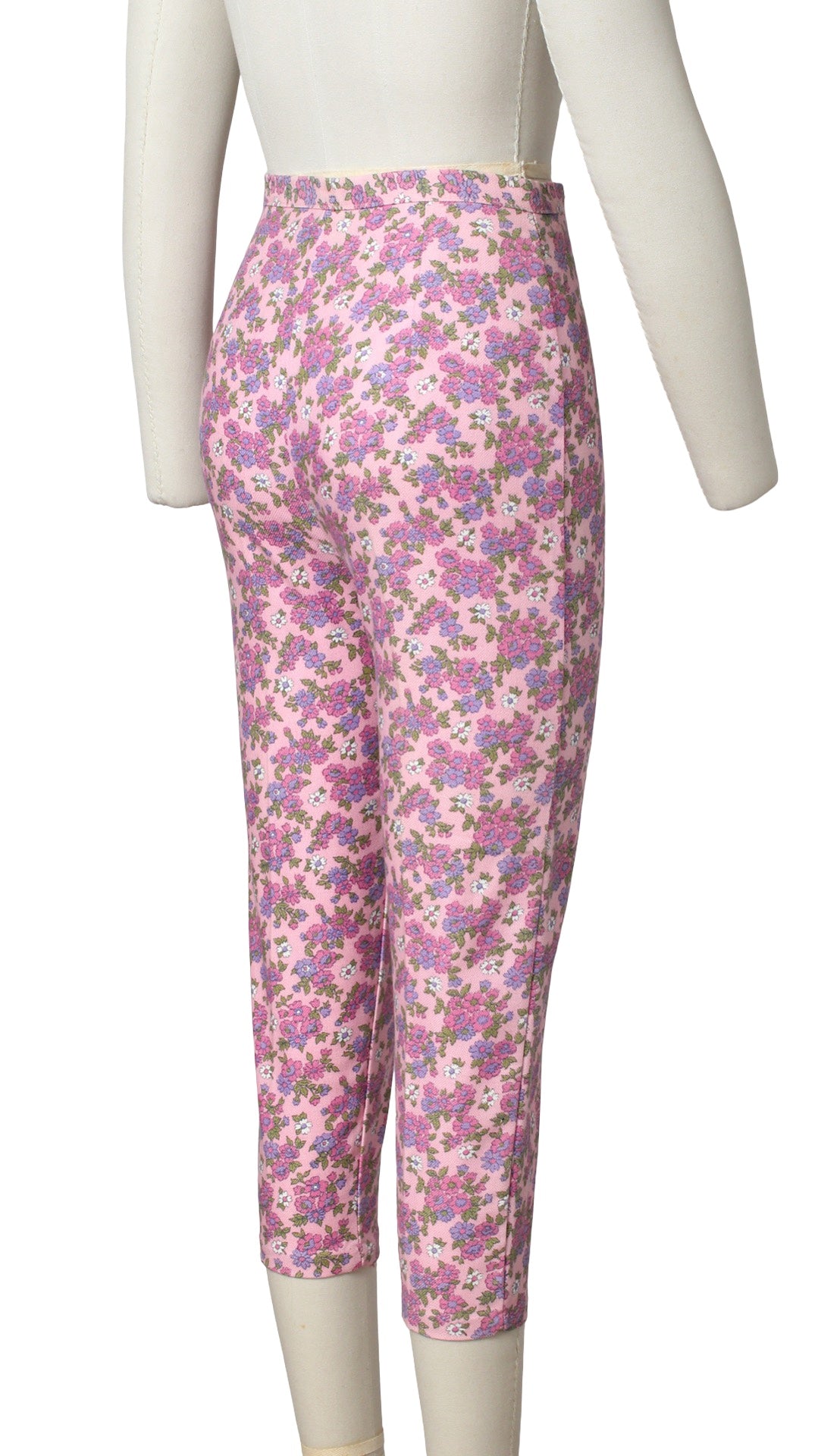 1960s DEADSTOCK Pink Floral Capri Pants | small