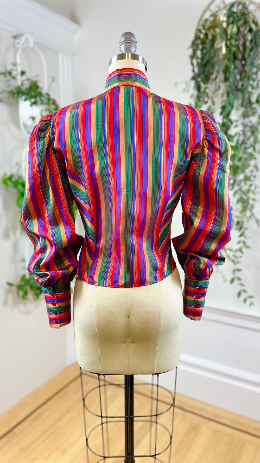 1980s Rainbow Striped Blouse | small