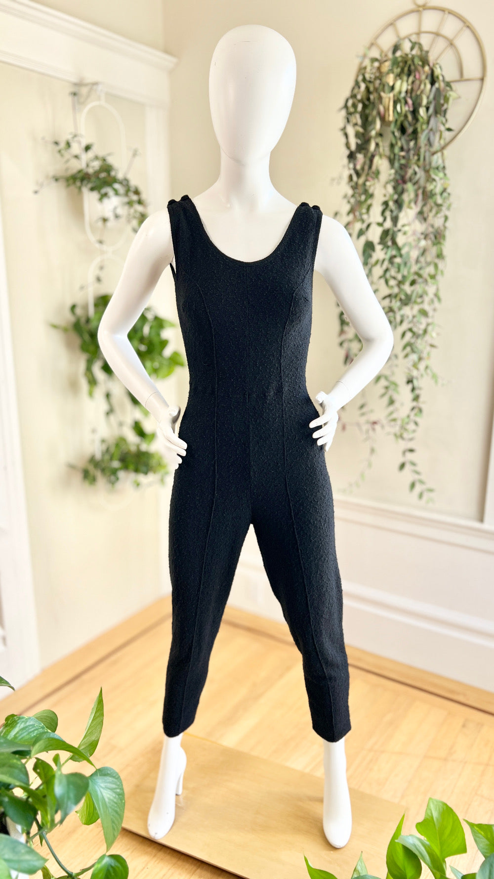 1940s 1950s SNYDERKNIT Black Knit Wool Jumpsuit | x-small/small