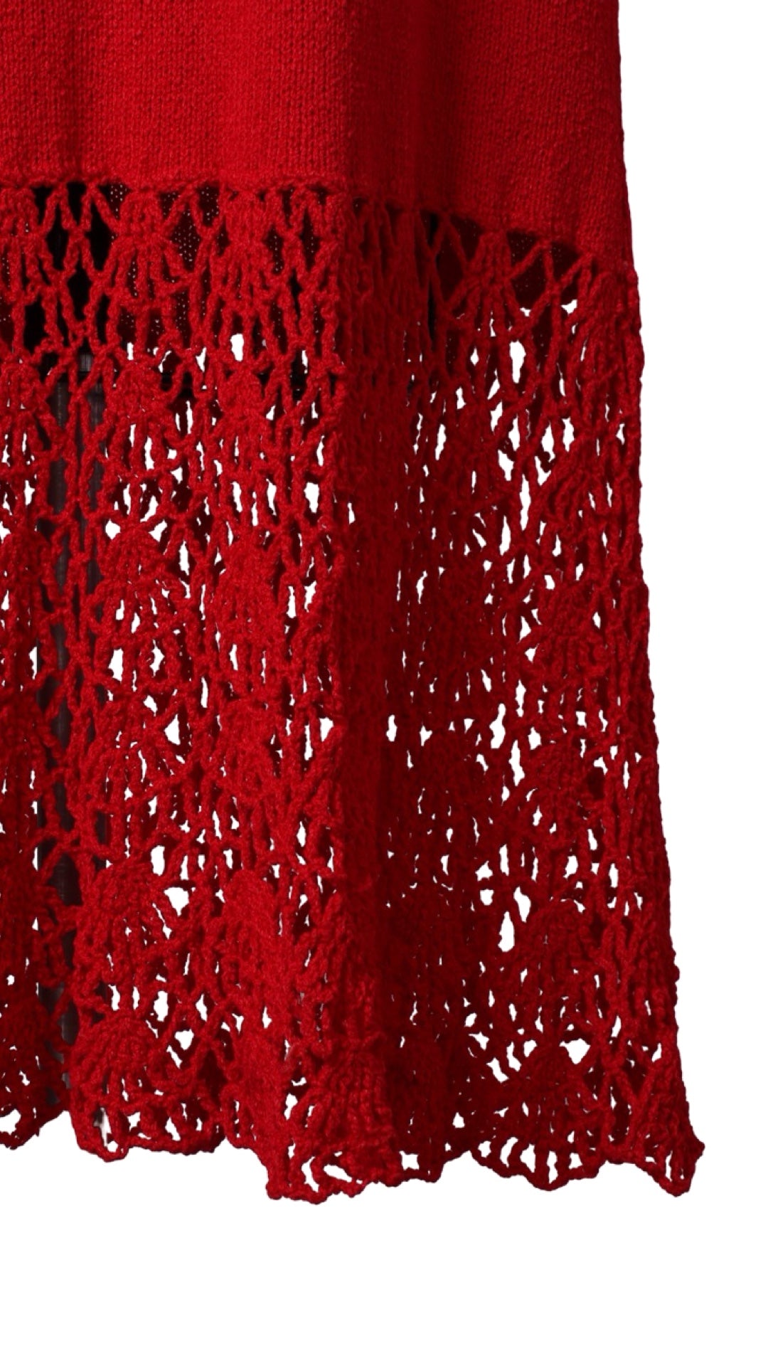 1970s Red Knit & Crochet Maxi Dress | x-small/small/medium