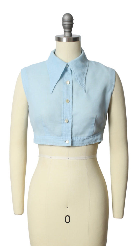 NEW | 1970s Light Blue Crop Top | x-small/small