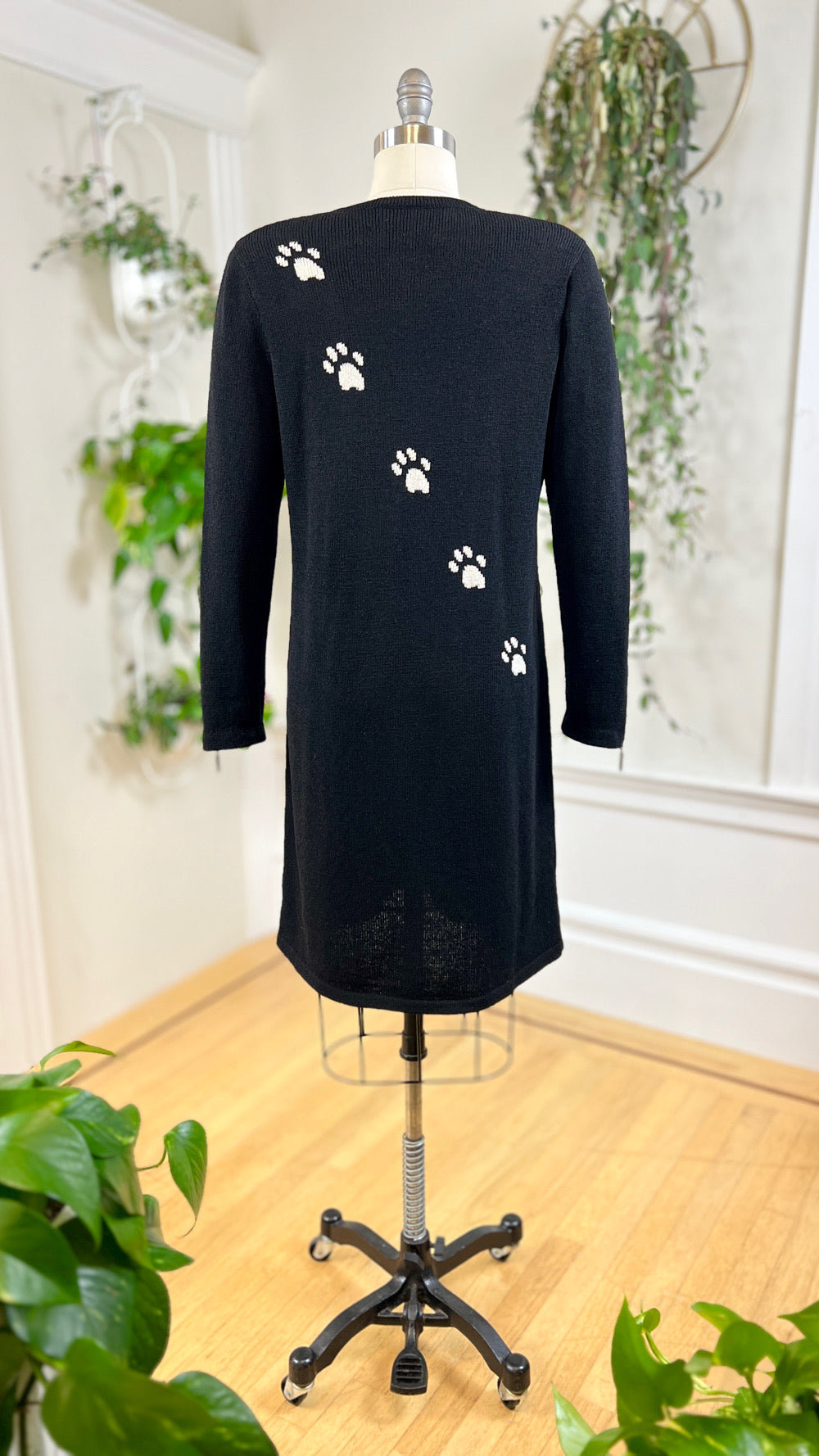 1980s STEVE FABRIKANT Cat Paws Wool Blend Sweater Dress | medium/large