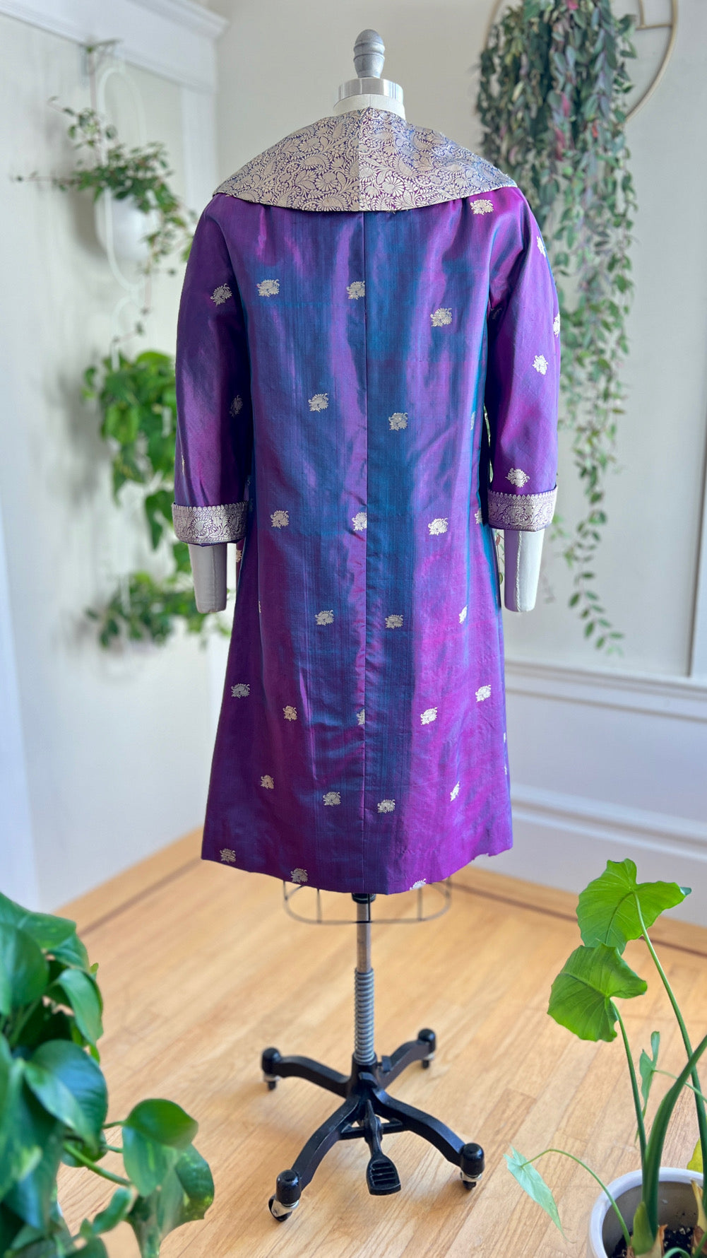 1950s Silk Sharkskin Dress & Jacket Set | small