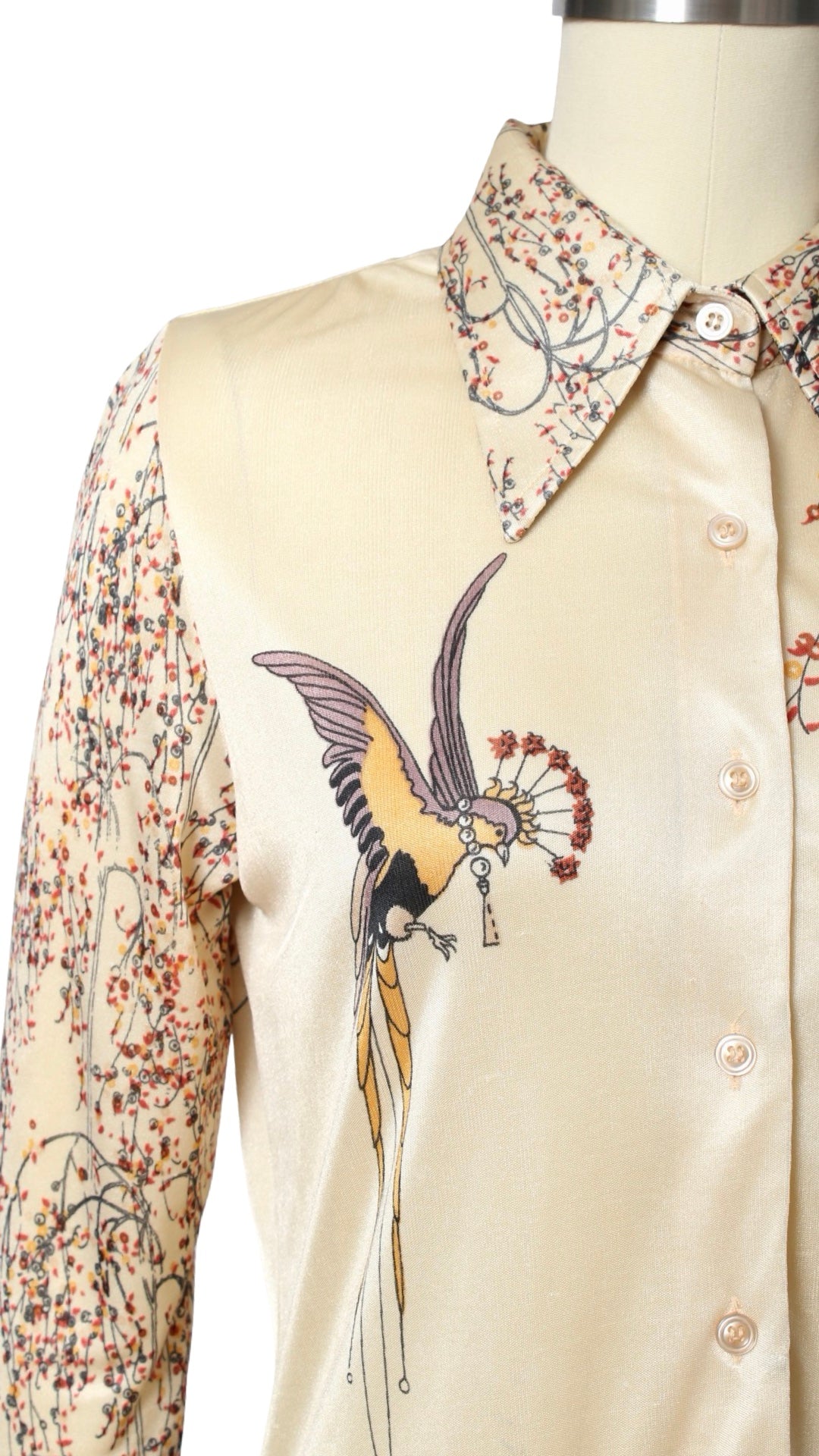 1970s Art Deco Novelty Print Blouse | small