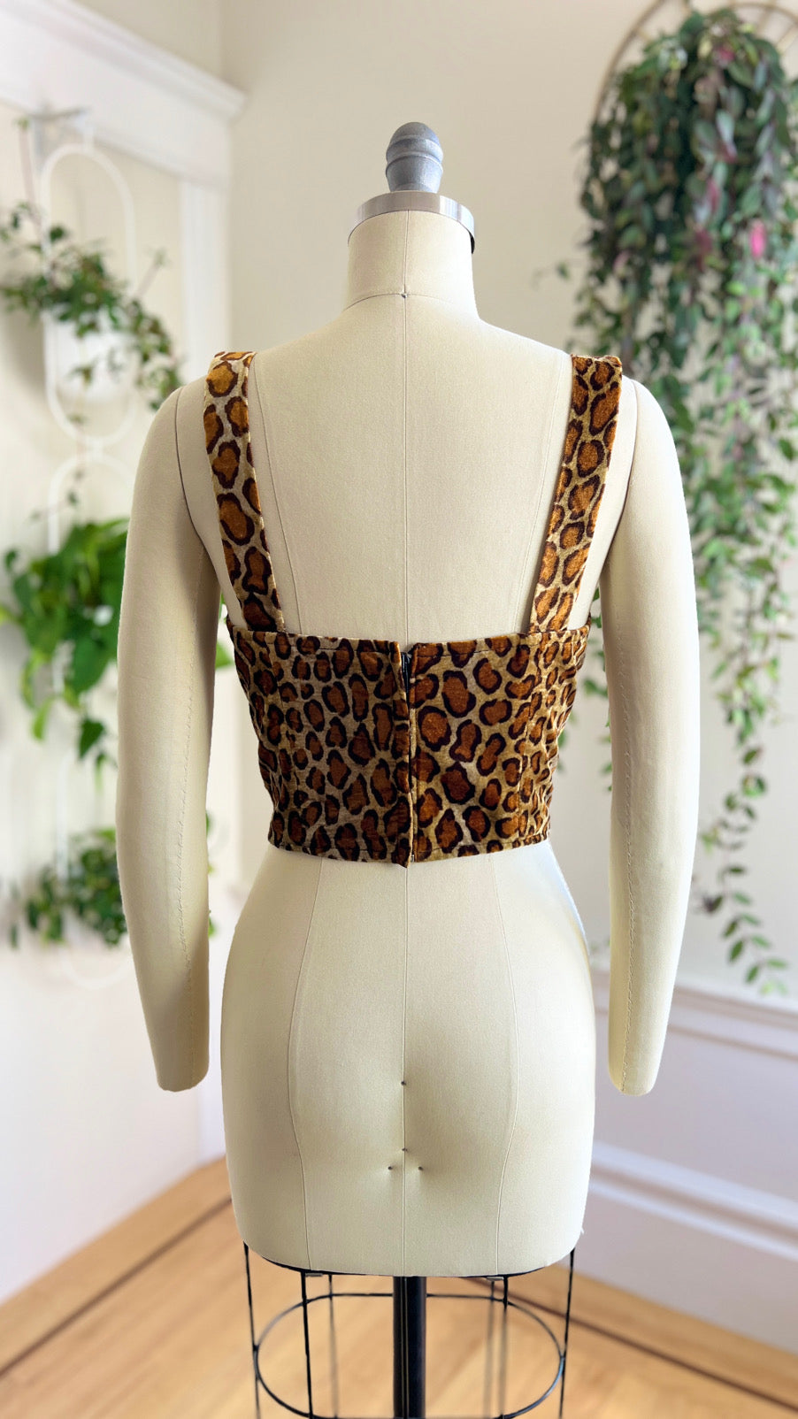 Vintage 1990s Leopard Print Bustier Top | small