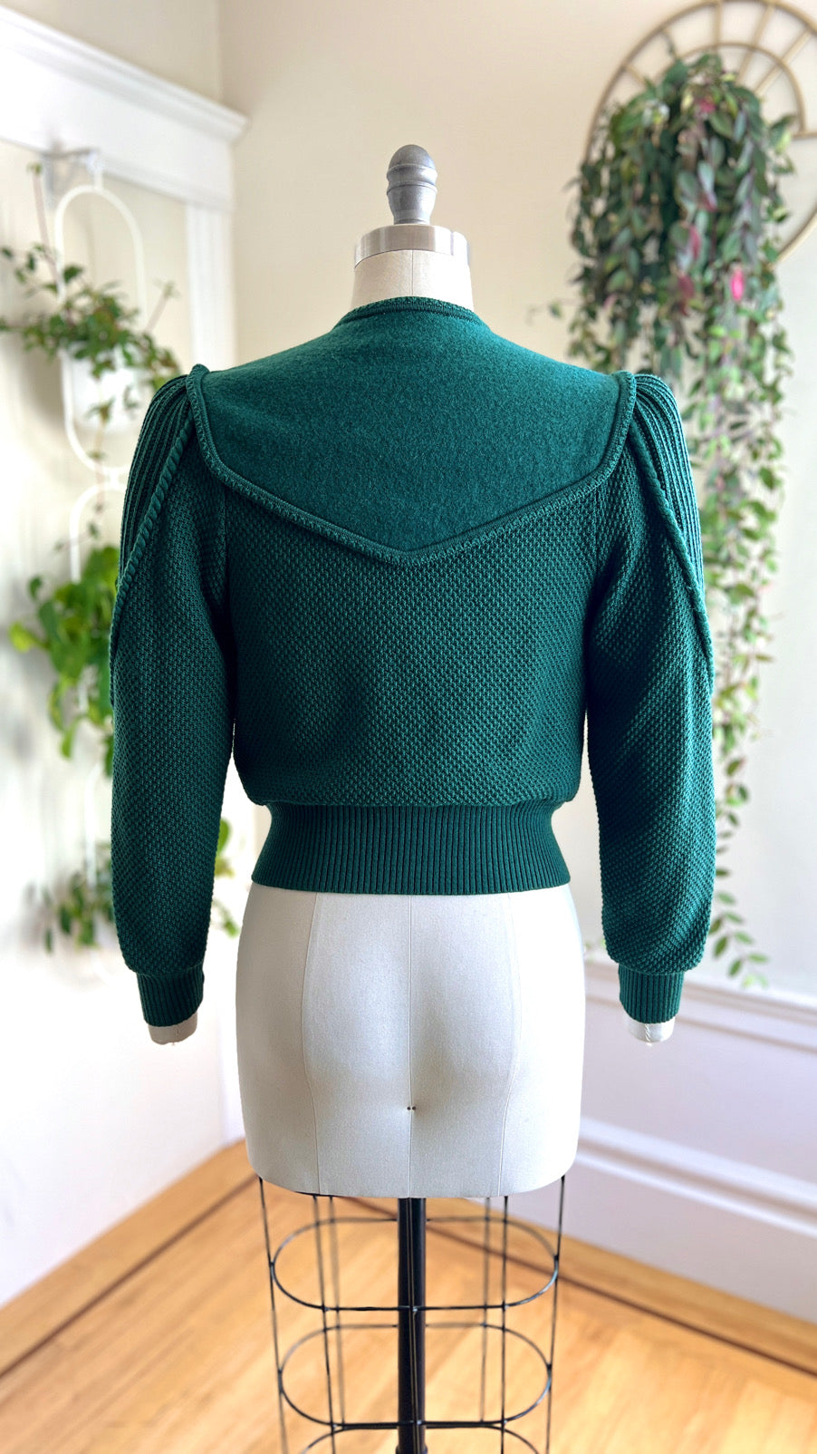 Vintage 1980s Austrian Green Wool Cardigan | small/medium