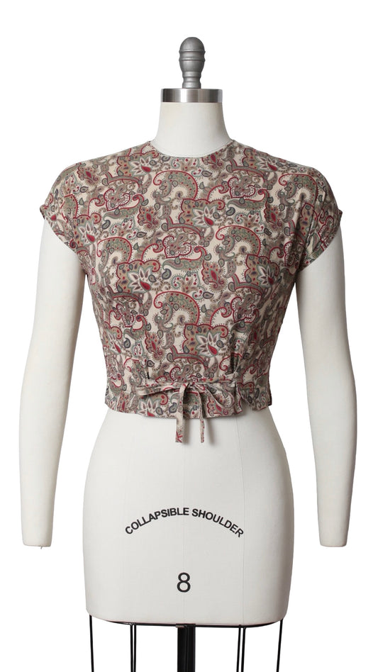 1960s Paisley Crop Top | small/medium