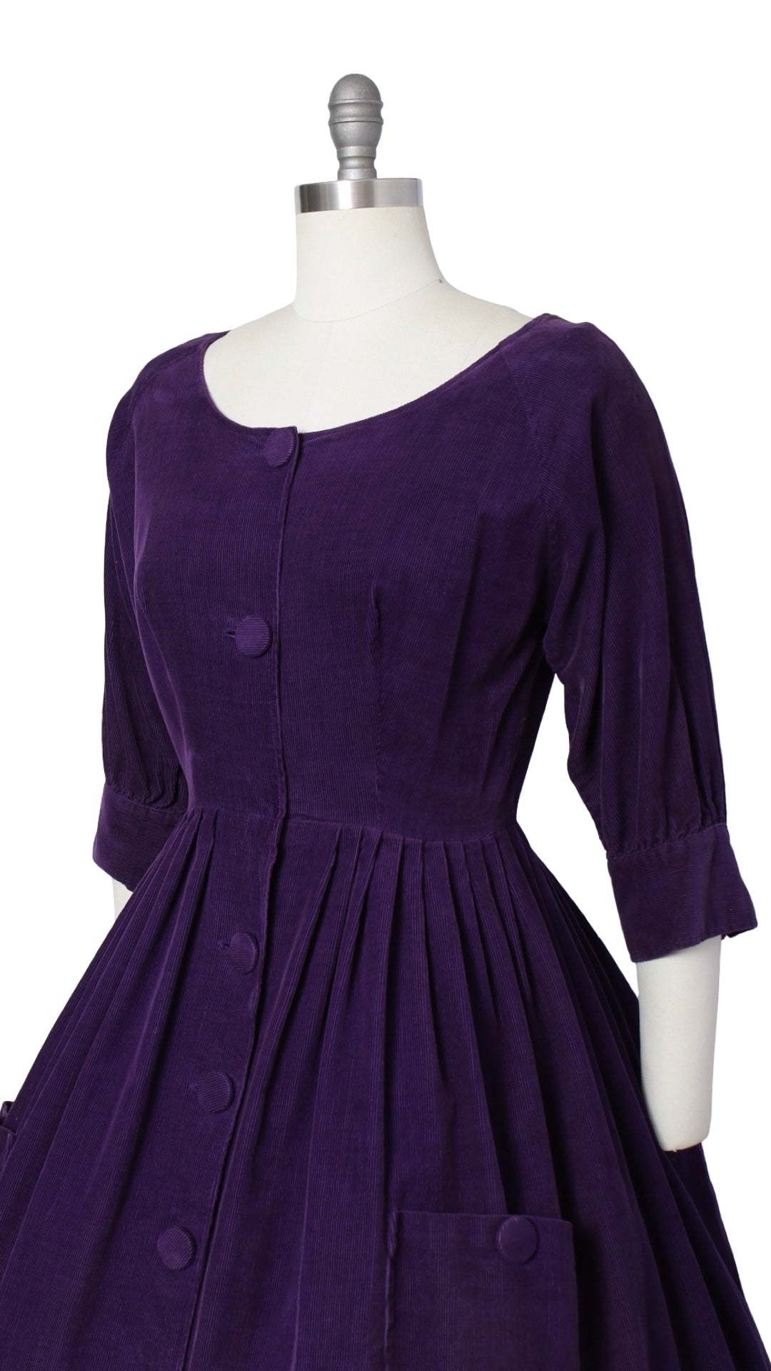 1950s Purple Corduroy Shirtwaist Dress | small/medium