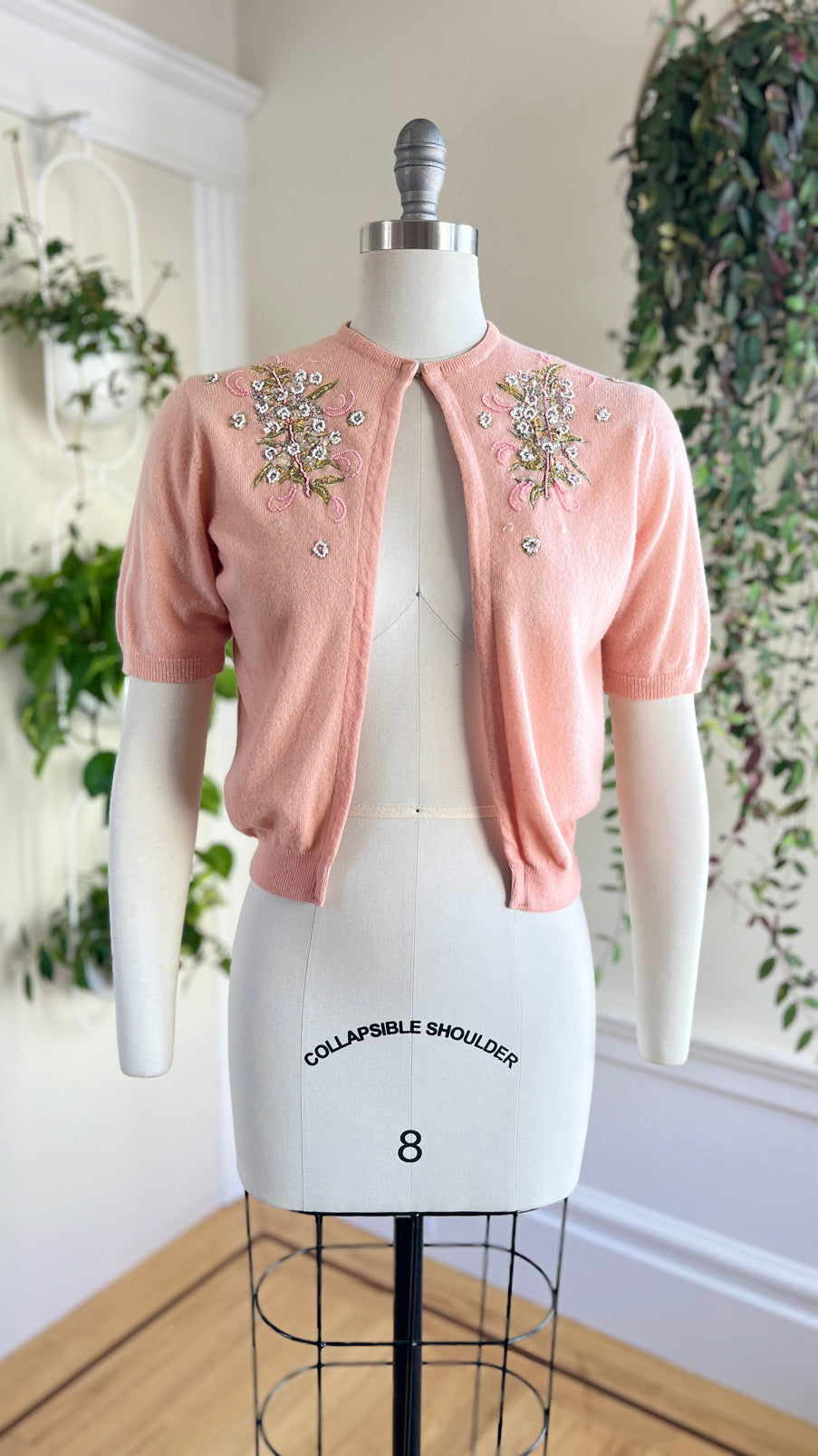 1950s Floral Appliqué Cardigan | x-small/small