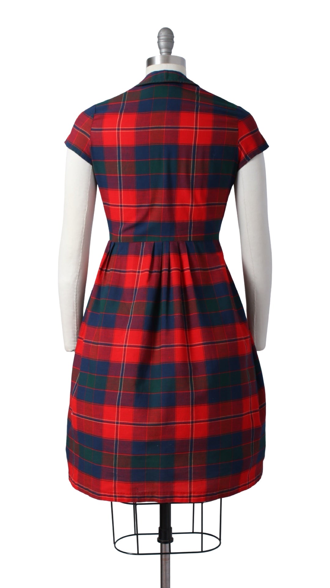 1950s 1960s Plaid Shirtwaist Dress | small/medium