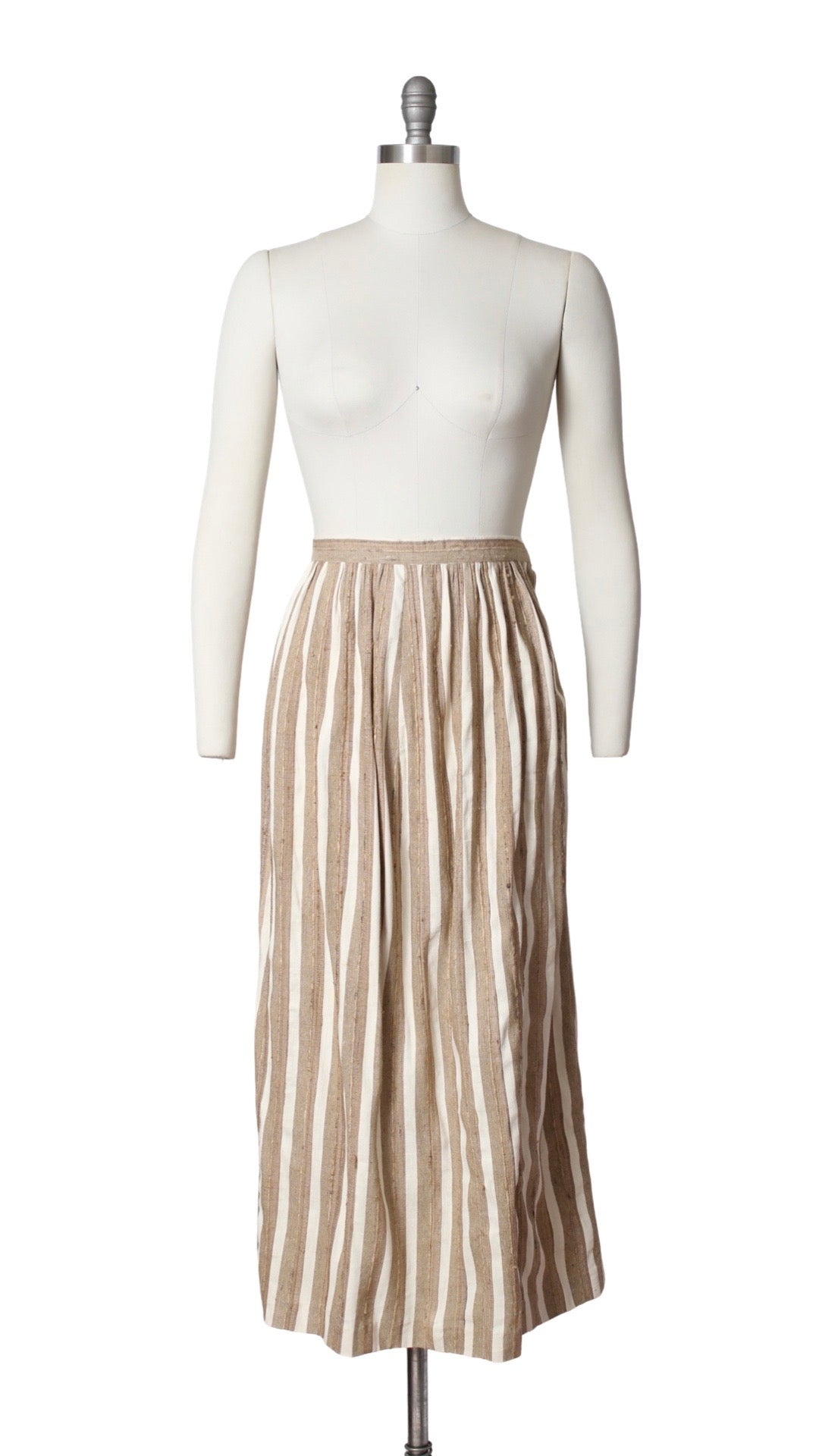 1970s 1980s Striped Natural Linen Skirt | large