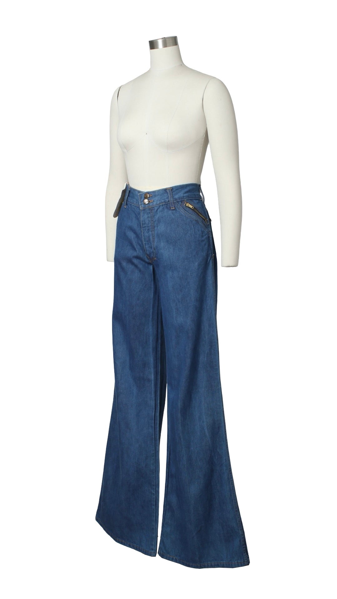 NEW | 1970s DEADSTOCK Denim Bell Bottoms | small