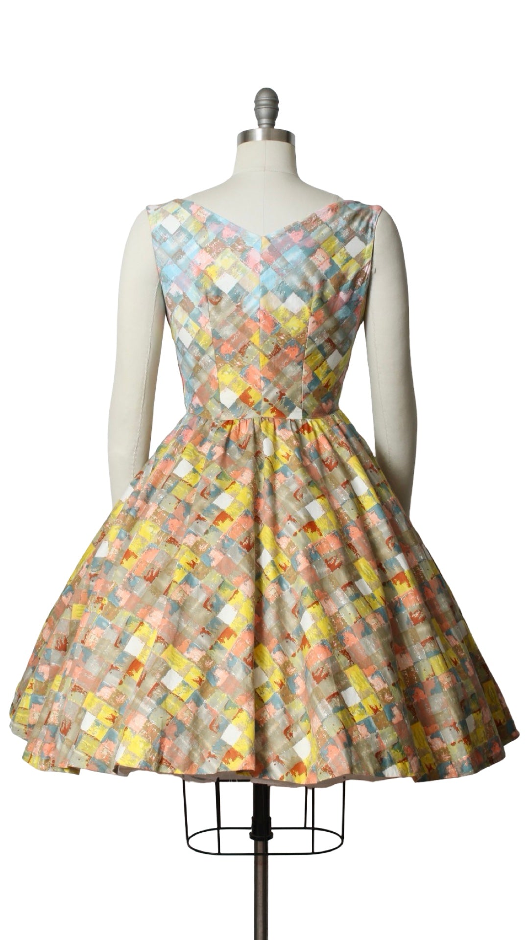 1950s 1960s Colorful Harlequin Sundress | small