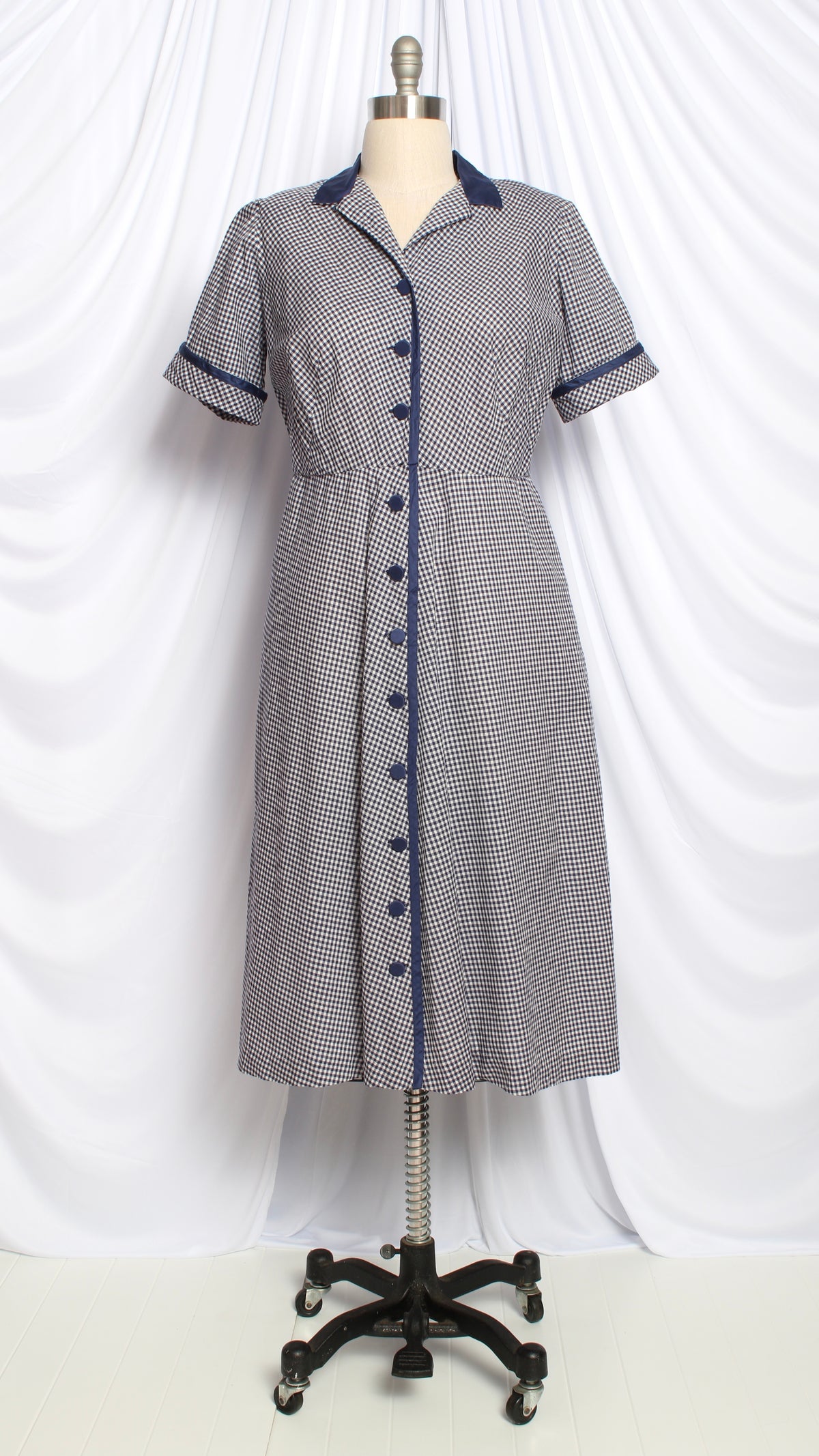 NEW | 1950s Gingham Shirtwaist Midi Dress | large/x-large