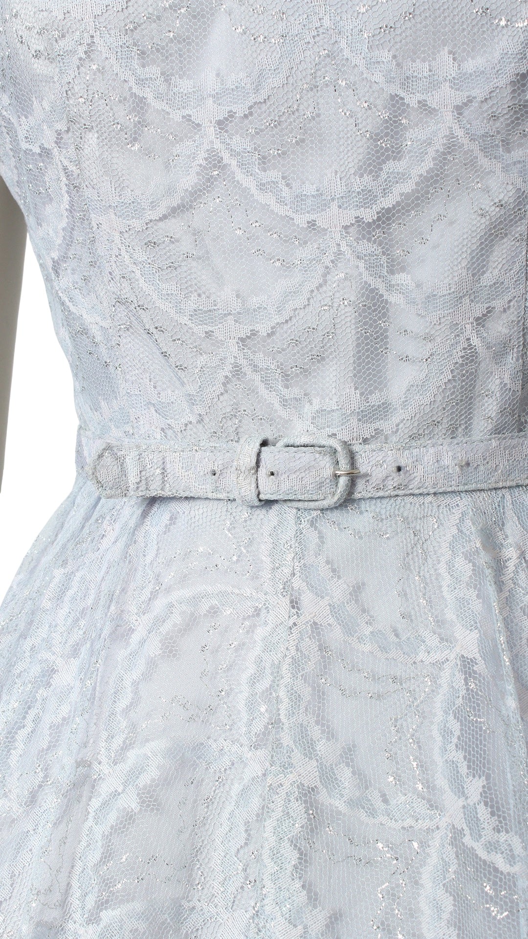 1950s Lurex Blue Lace Party Dress | small