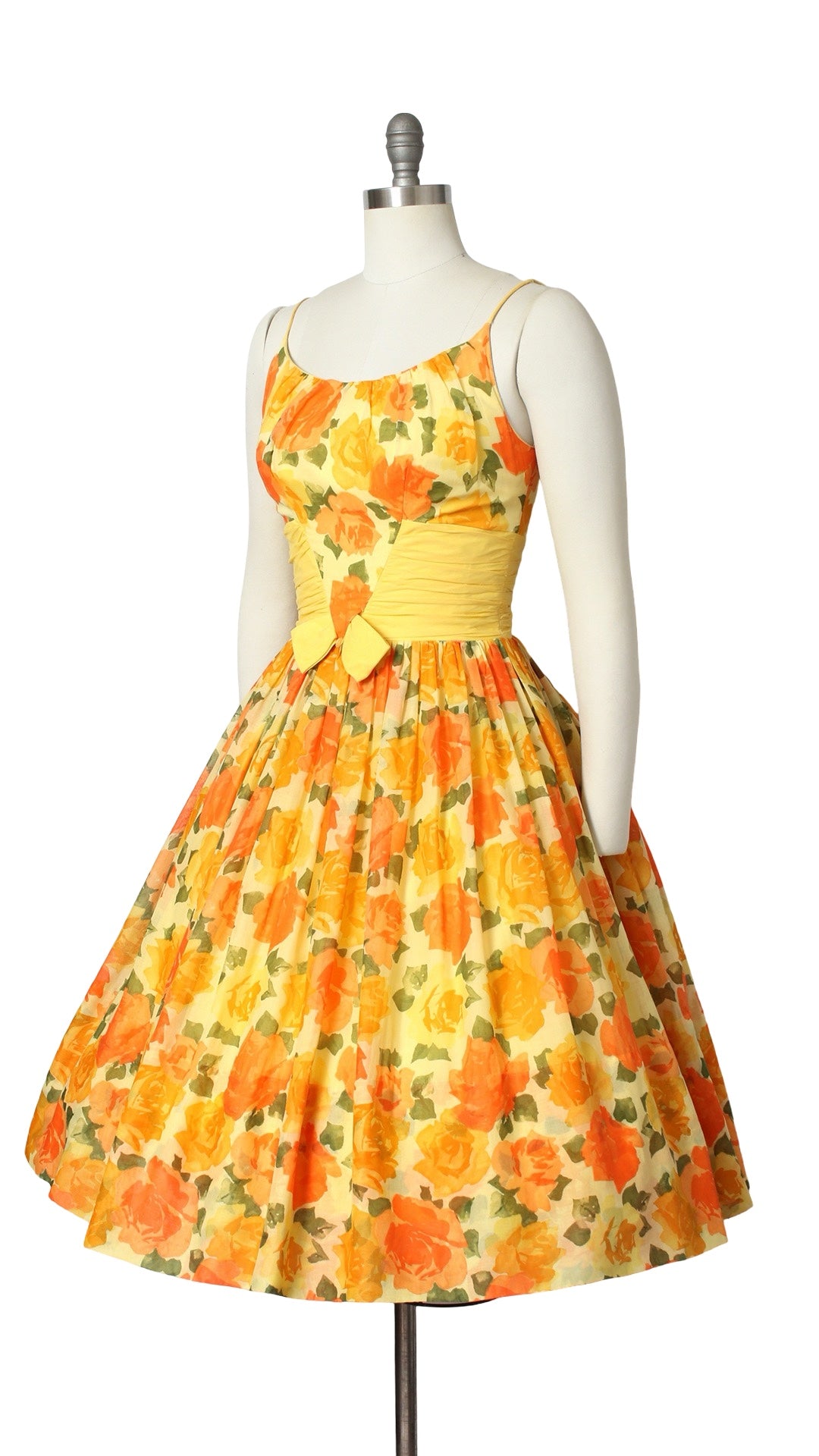 1950s Orange & Yellow Roses Cotton Sundress | small