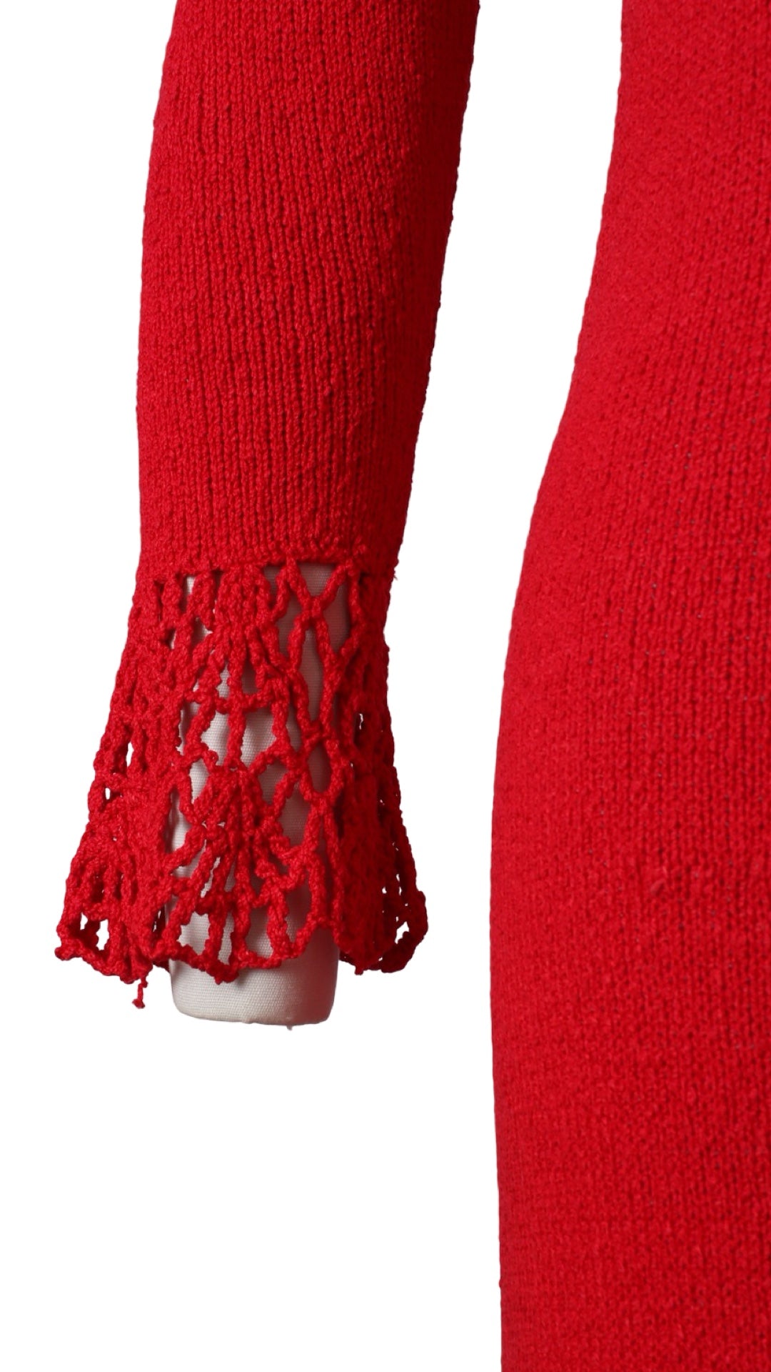 1970s Red Knit & Crochet Maxi Dress | x-small/small/medium