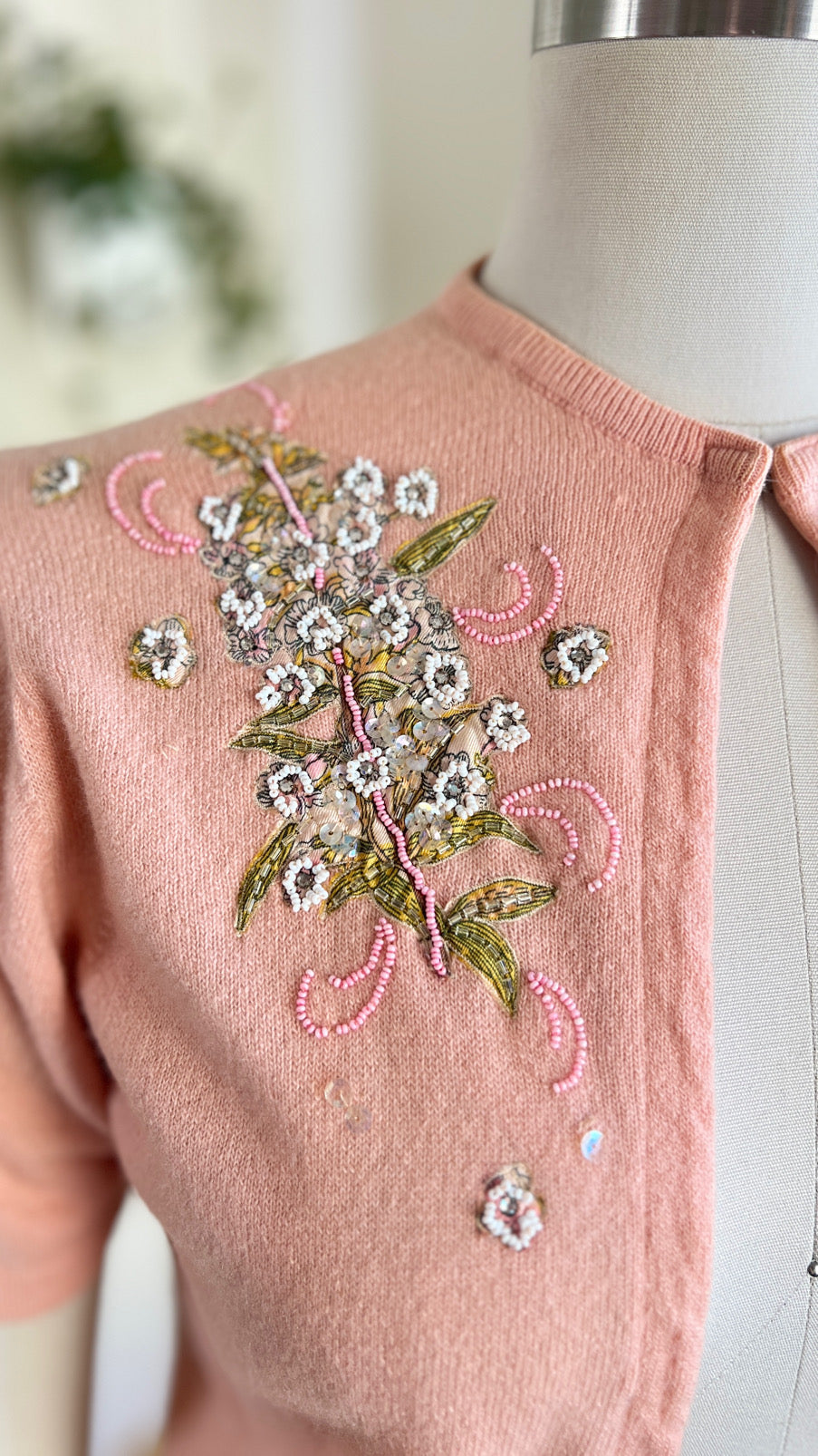 1950s Floral Appliqué Cardigan | x-small/small