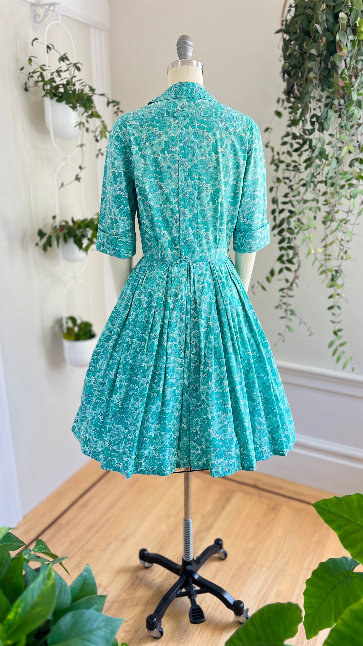 1950s LIBERTY OF LONDON Floral Shirt Dress | small