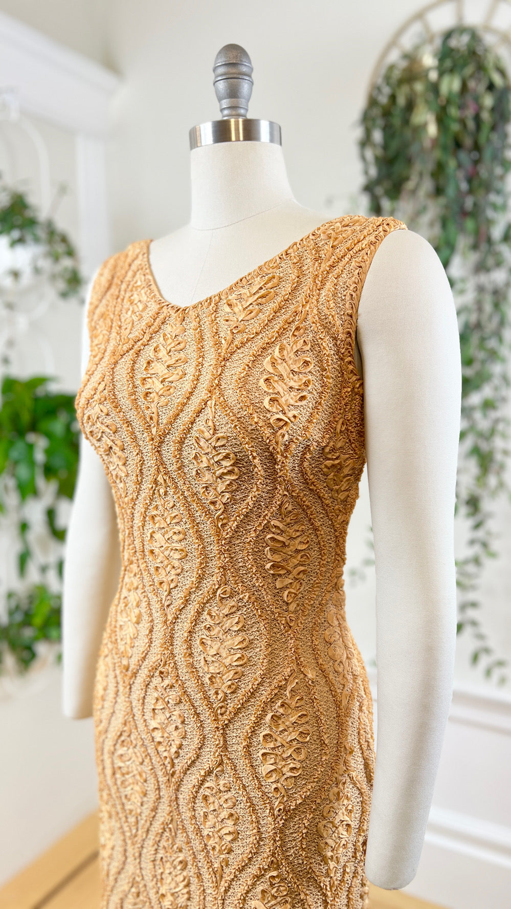 1950s Soutache Ribbon Knit Dress | small/medium