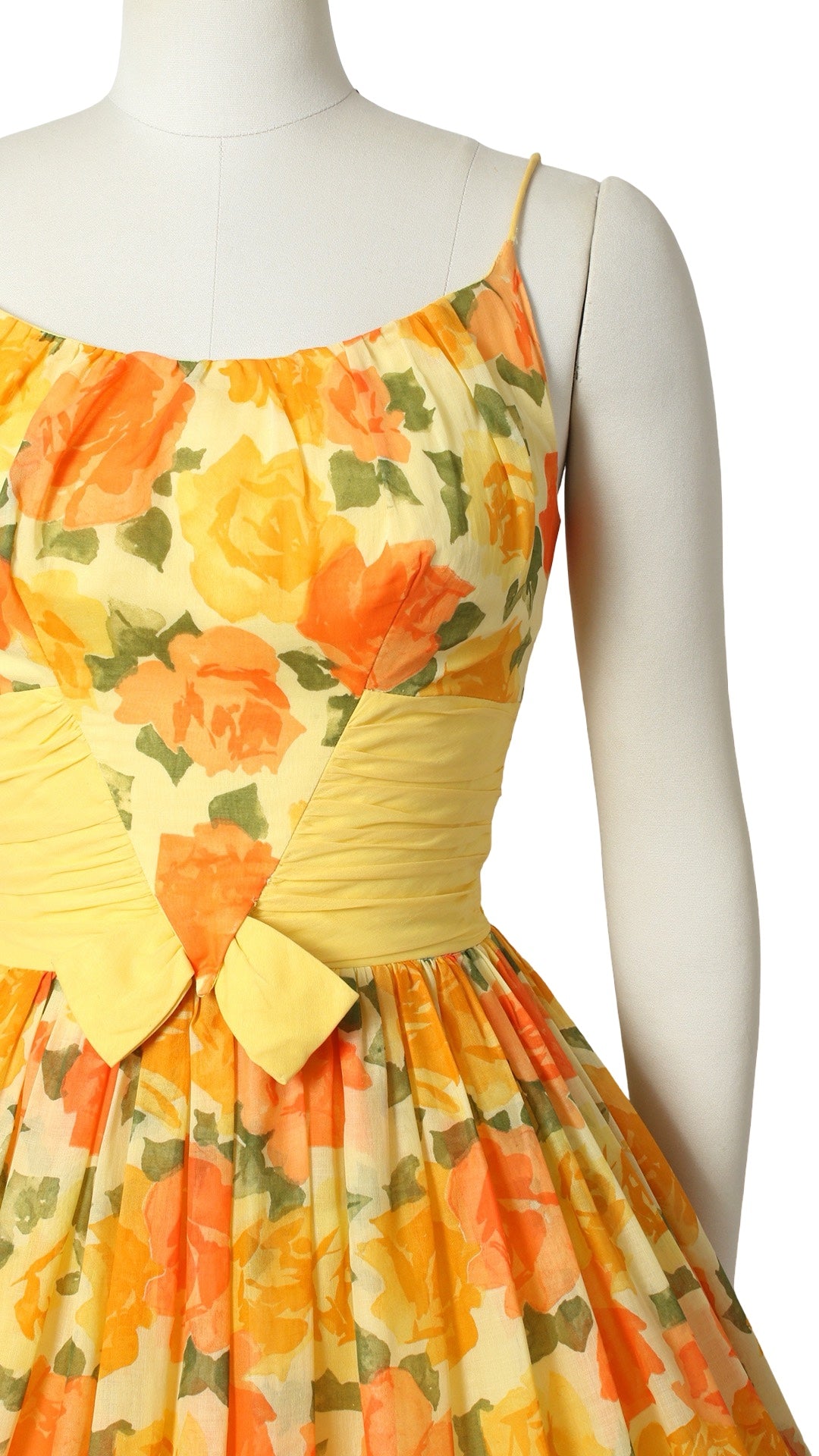 1950s Orange & Yellow Roses Cotton Sundress | small