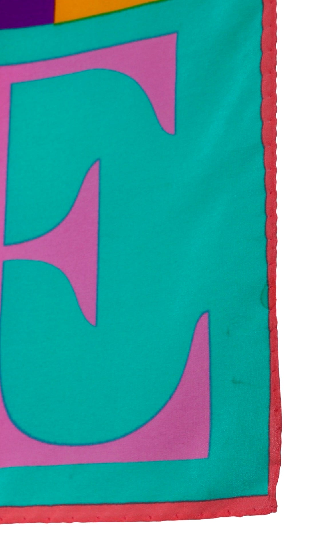 1990s ESCADA Silk Numbers Letters Novelty Print Scarf