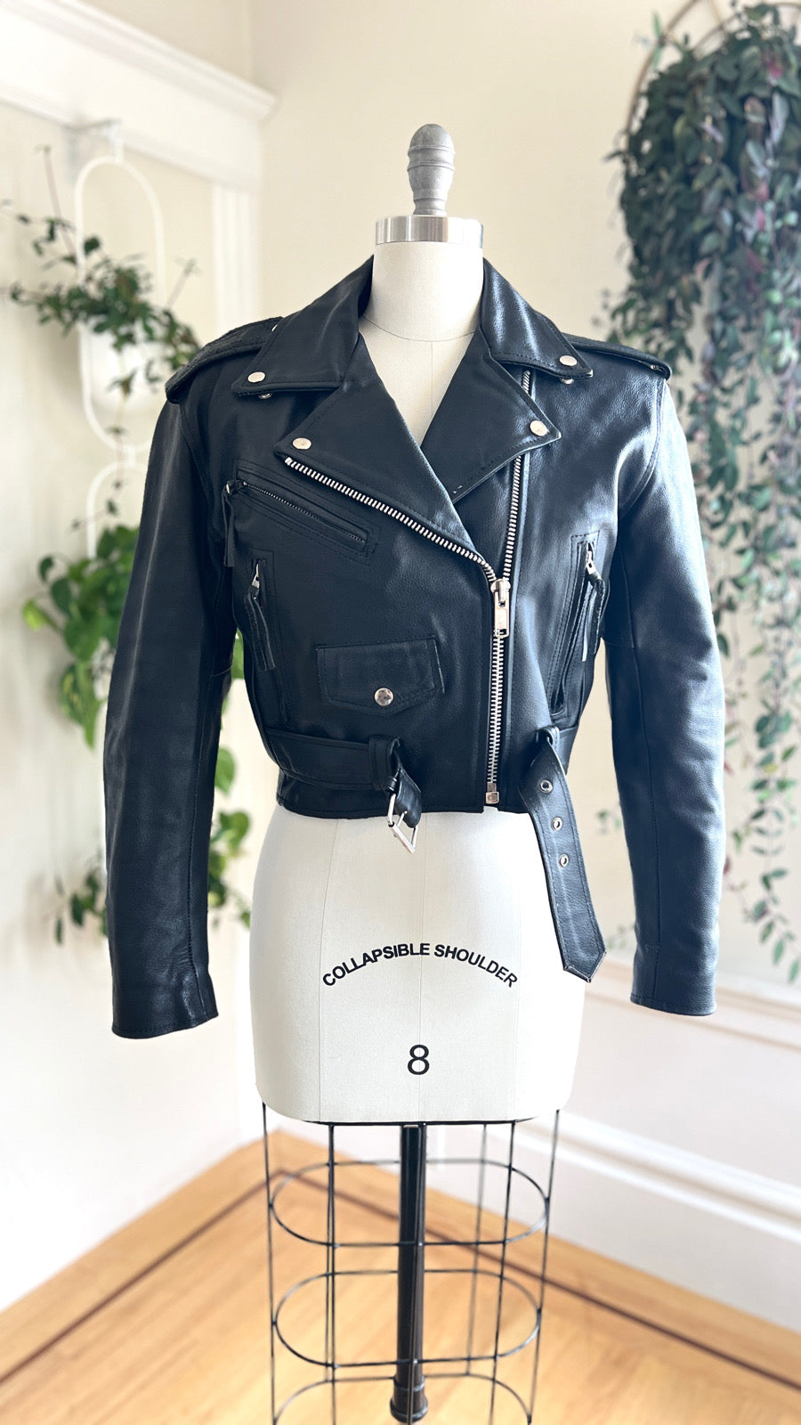 1990s Black Leather Moto Jacket | medium