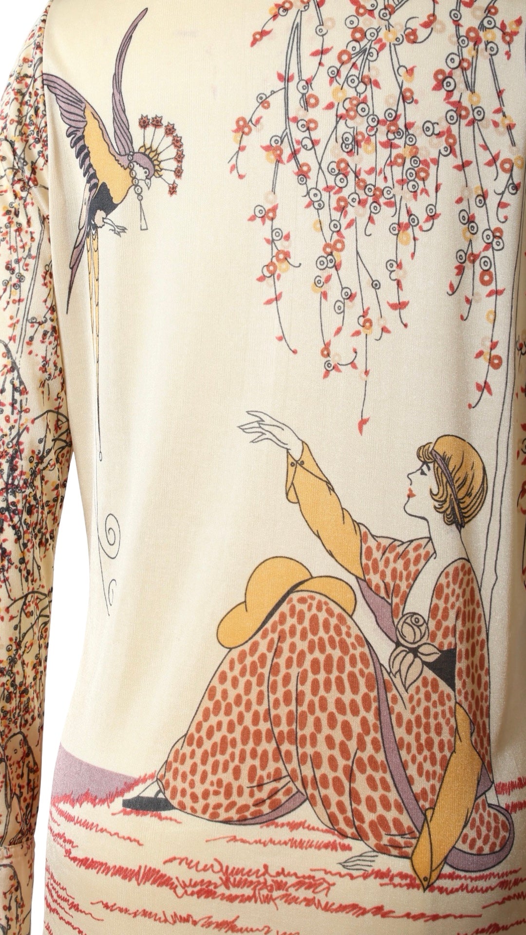 1970s Art Deco Novelty Print Blouse | small