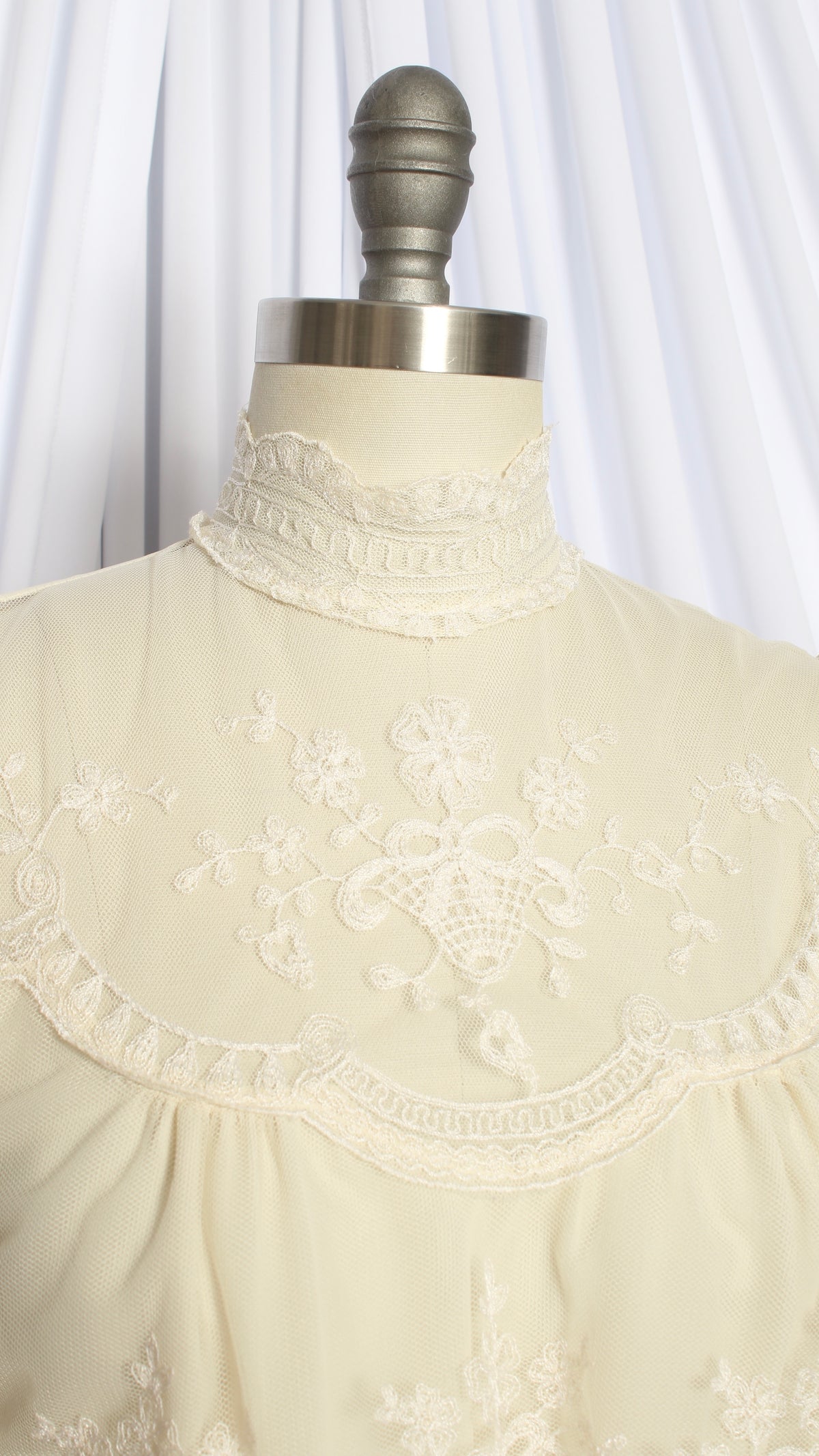 NEW | 1970s does Victorian Cropped Lace Chiffon Blouse | medium