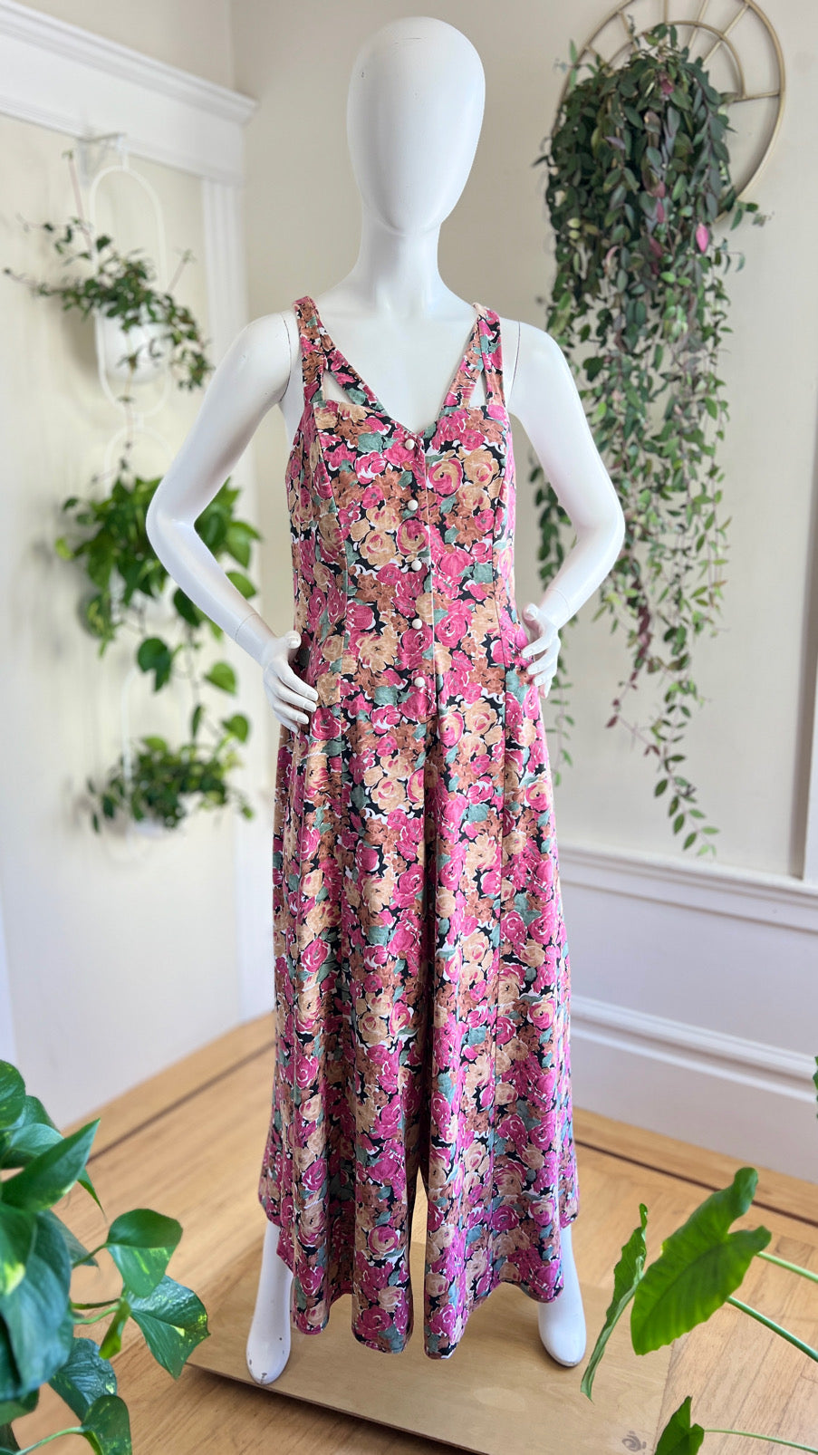 1990s Floral Palazzo Jumpsuit | small/medium/large