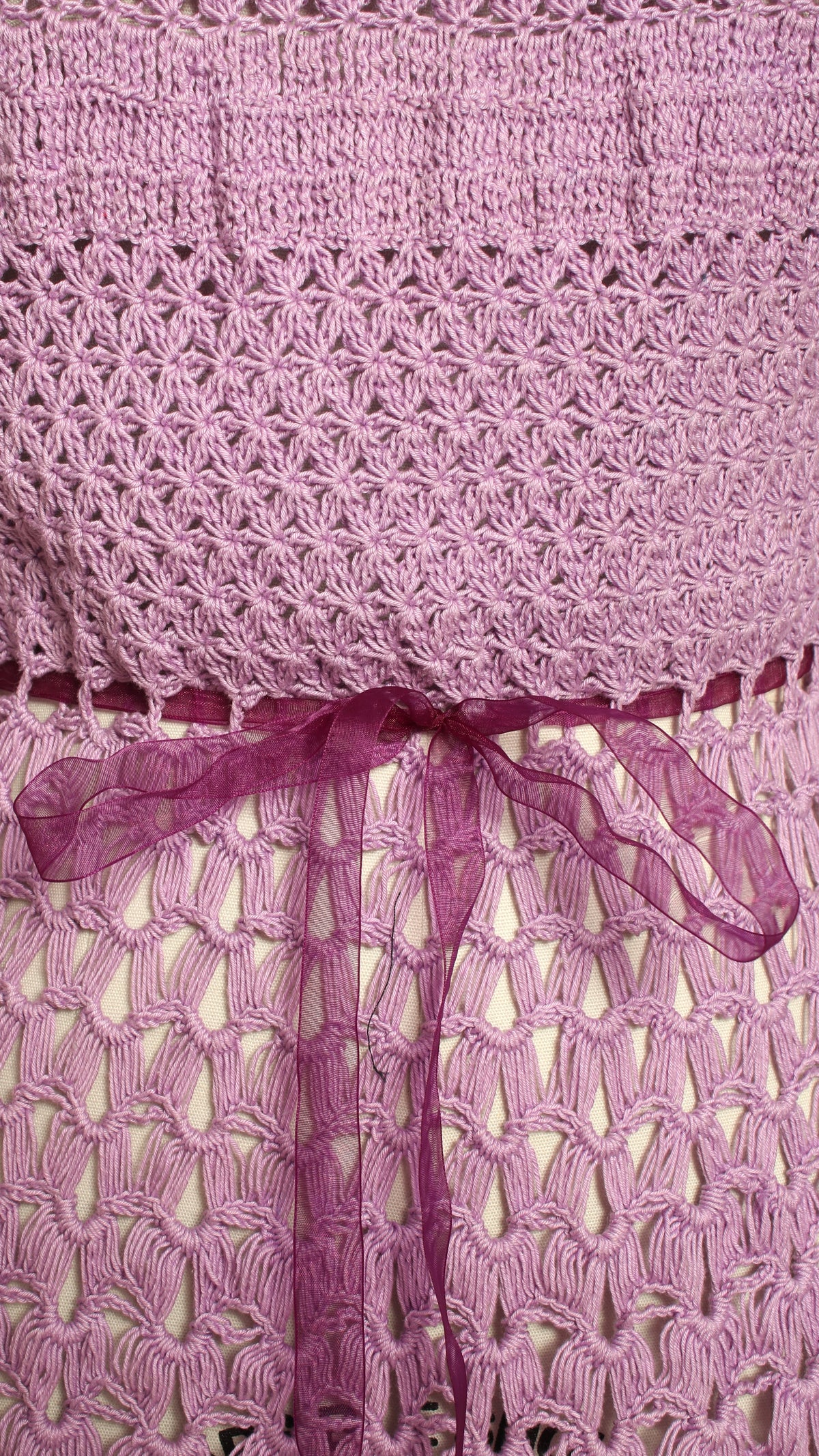 NEW | 1970s Purple Crochet Bell Sleeve Dress | small/medium/large