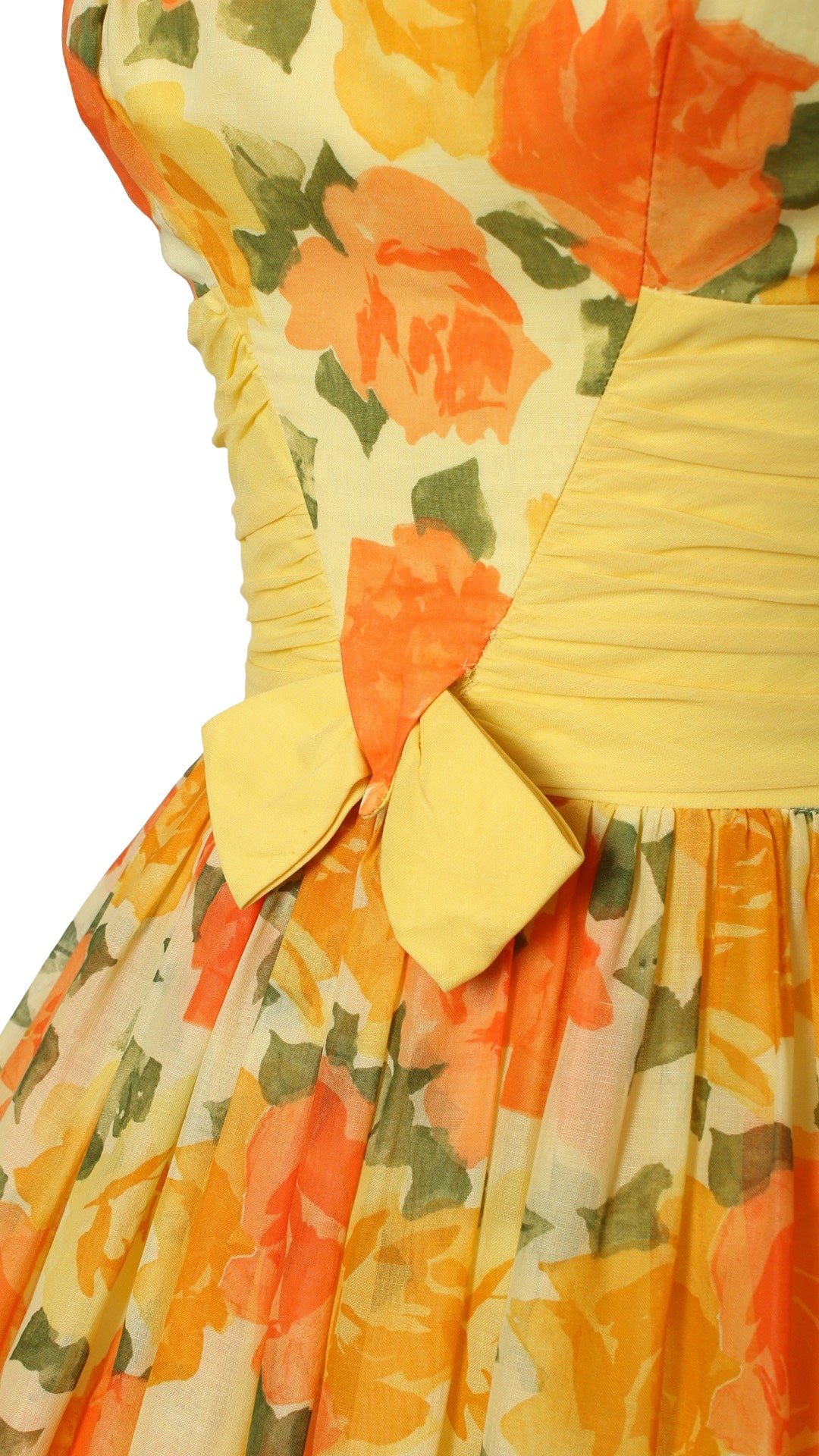 1950s Orange & Yellow Roses Cotton Sundress | small