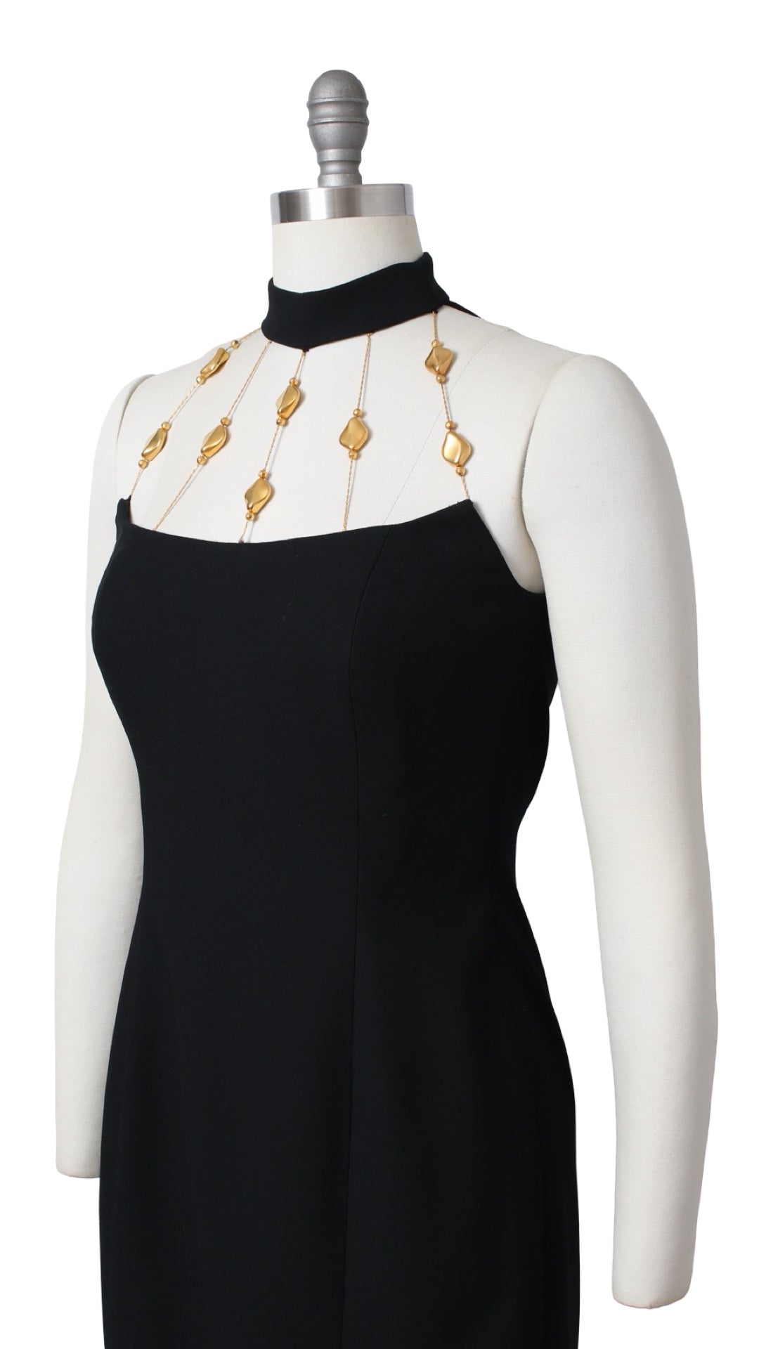 1990s Beaded Cage Neckline Dress | small/medium