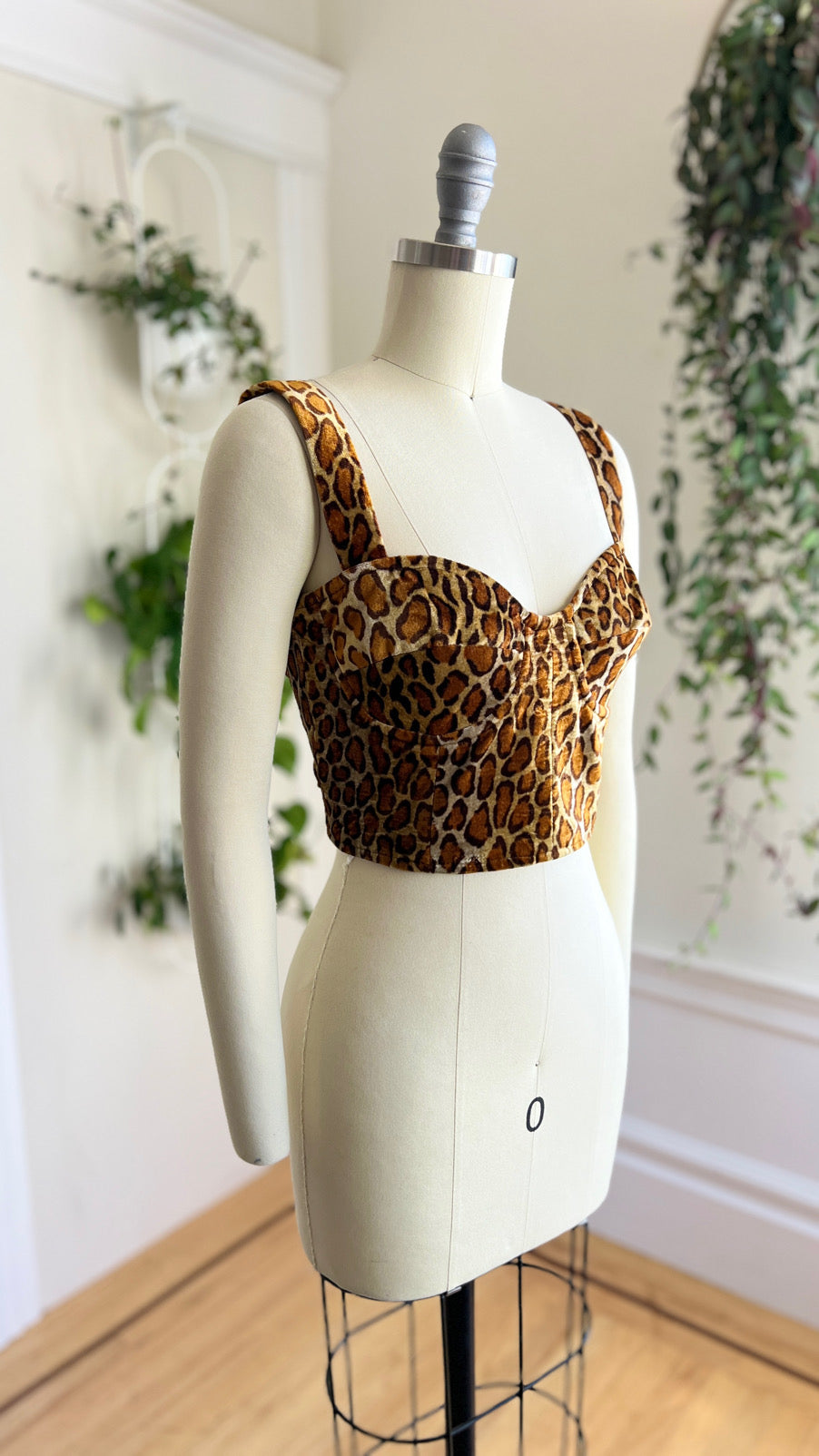 Vintage 1990s Leopard Print Bustier Top | small