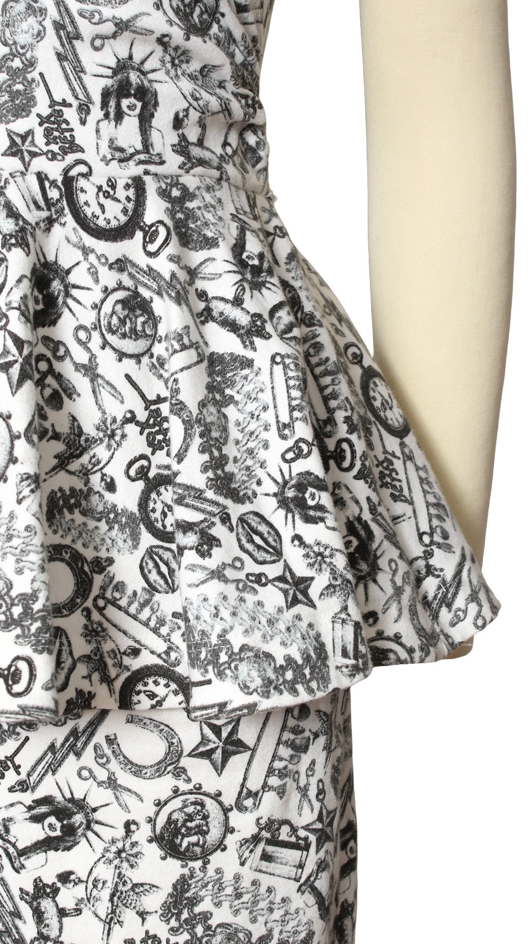 NEW | 2000s Y2K BETSEY JOHNSON "Tattoo You" Peplum Dress | x-small/small