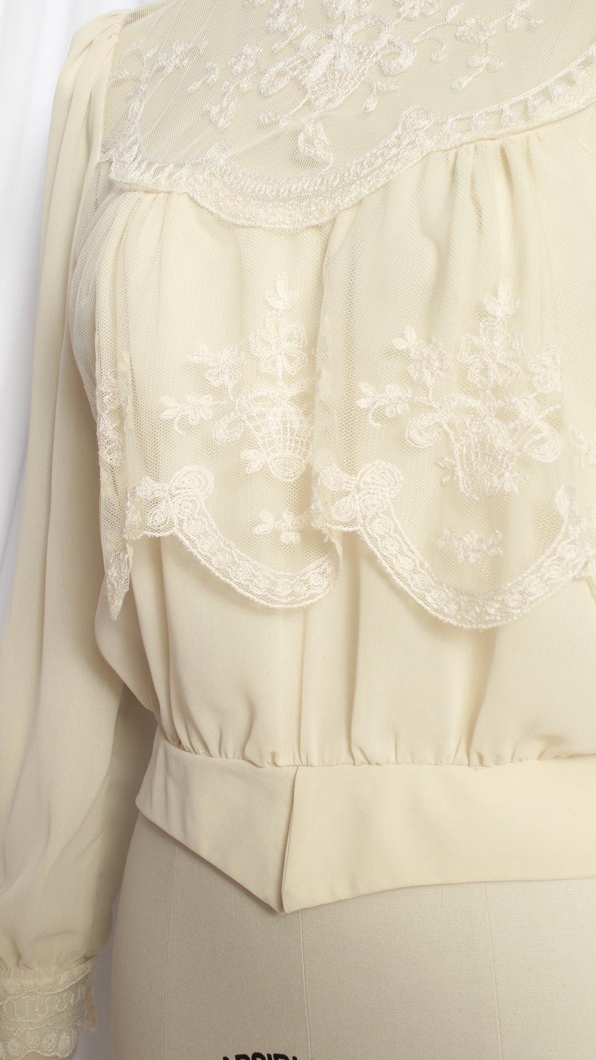 NEW | 1970s does Victorian Cropped Lace Chiffon Blouse | medium