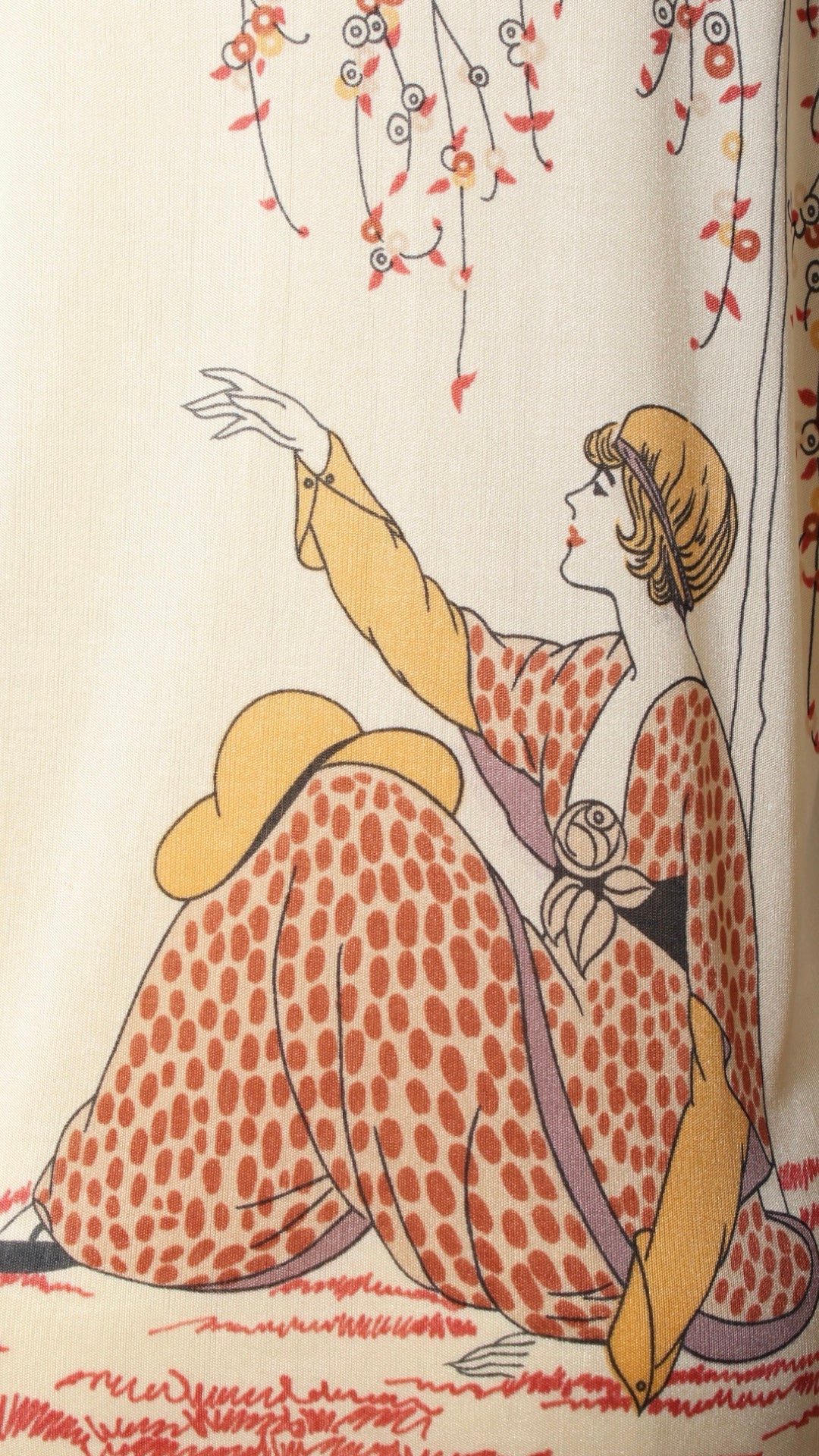 1970s Art Deco Novelty Print Blouse | small