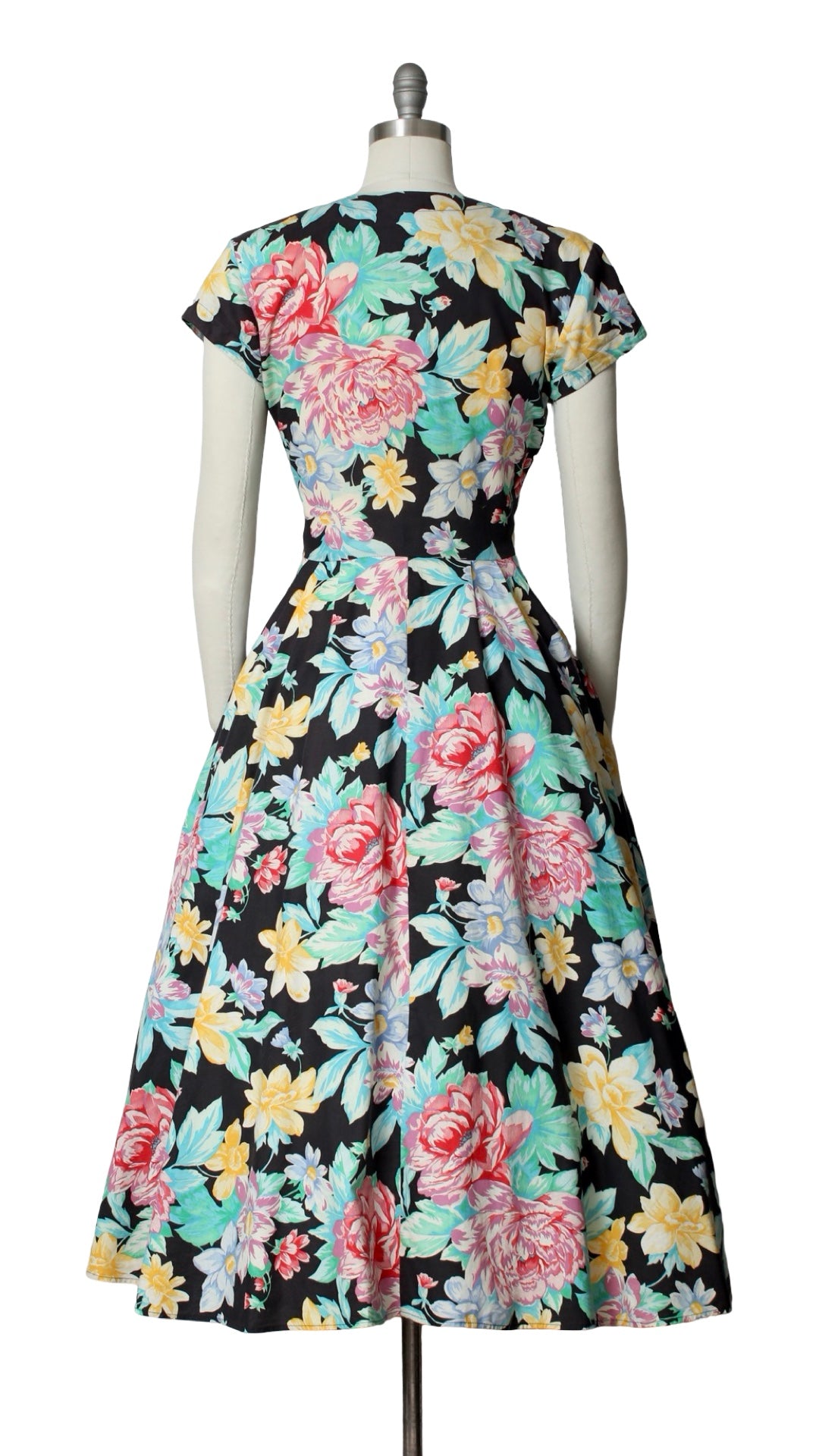 NEW | 1990s Floral Cotton Shirtwaist Dress | medium