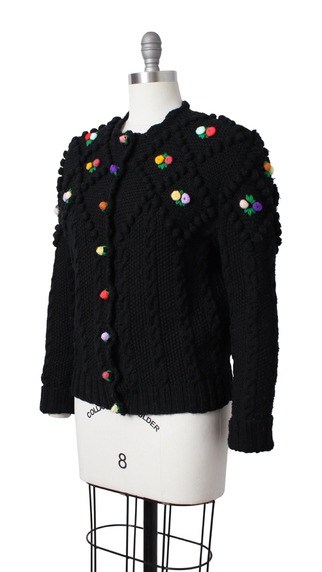 1980s Floral Popcorn Knit Wool Cardigan | medium/large