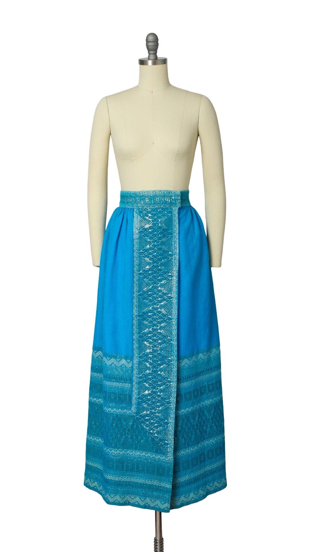 NEW | 1970s Guatemalan Hand-Woven Metallic Wrap Skirt | small