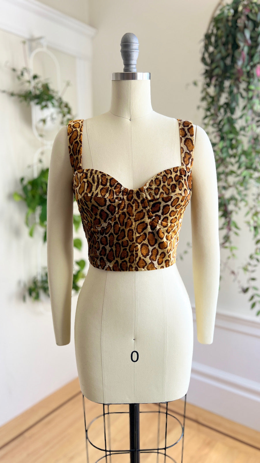 Vintage 1990s Leopard Print Bustier Top | small