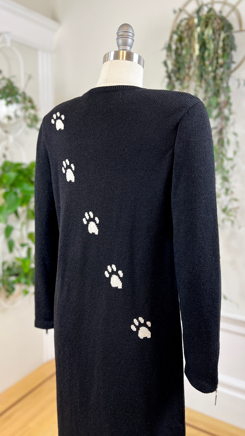 1980s STEVE FABRIKANT Cat Paws Wool Blend Sweater Dress | medium/large