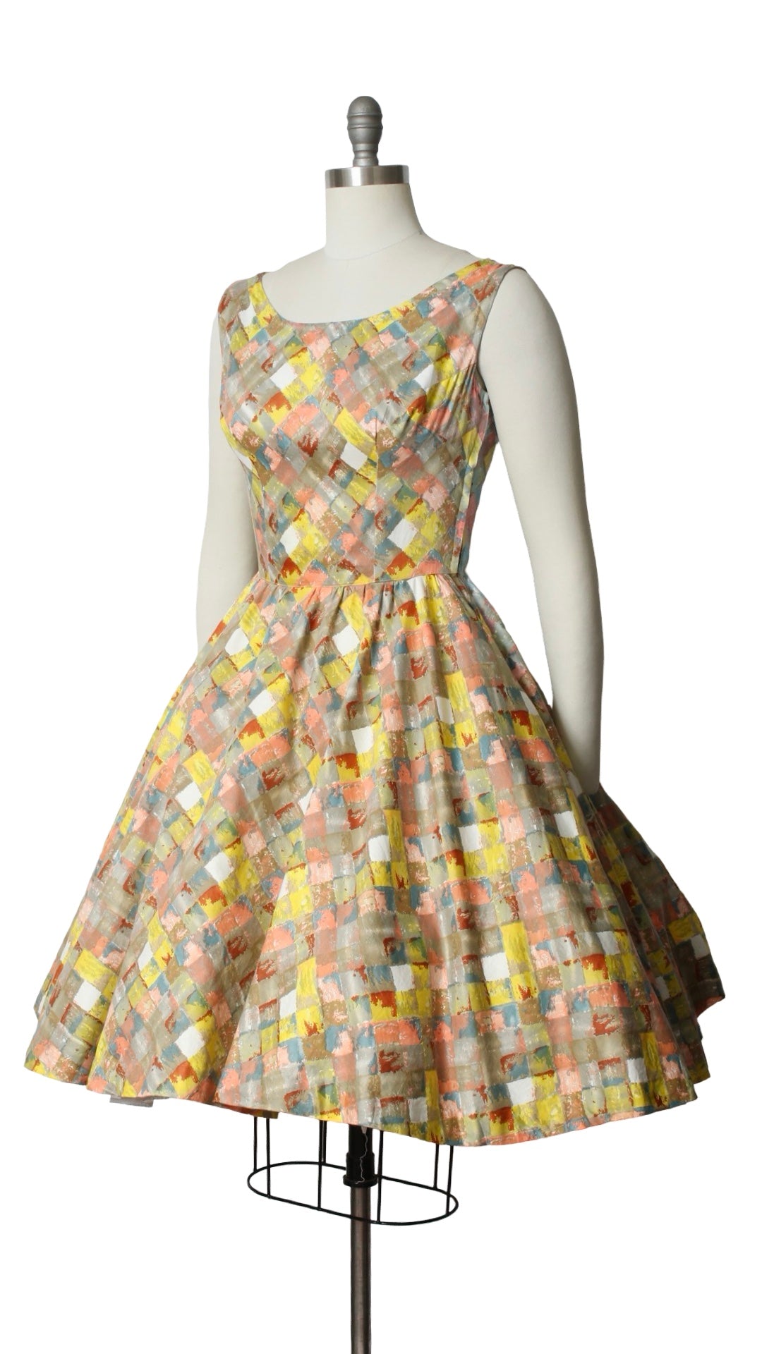 1950s 1960s Colorful Harlequin Sundress | small