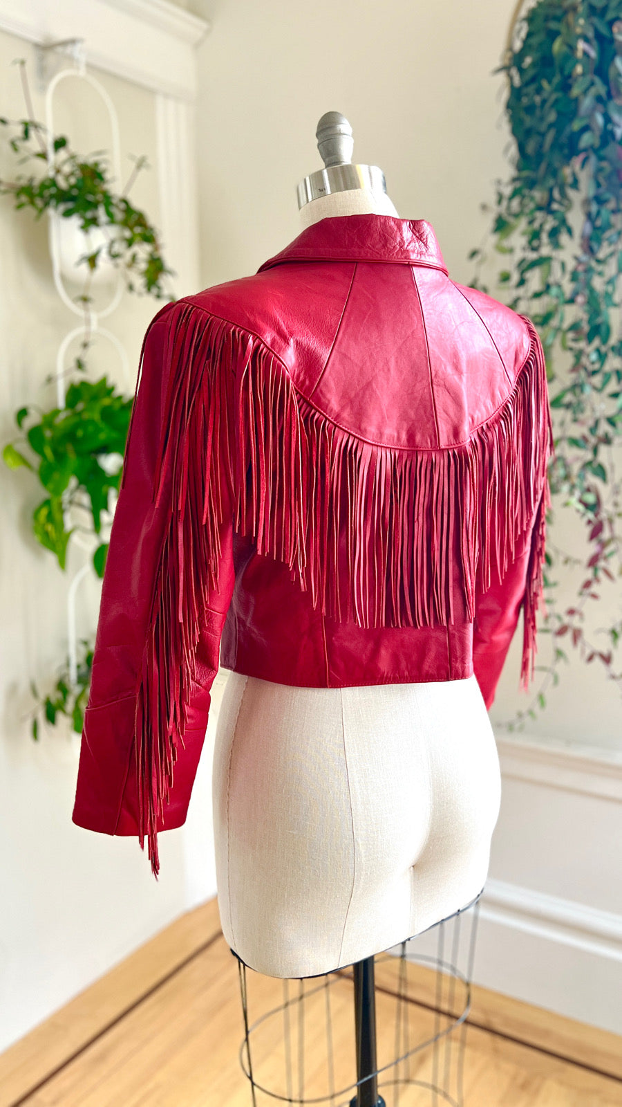 1980s 1990s Fringed Red Leather Jacket | x-large