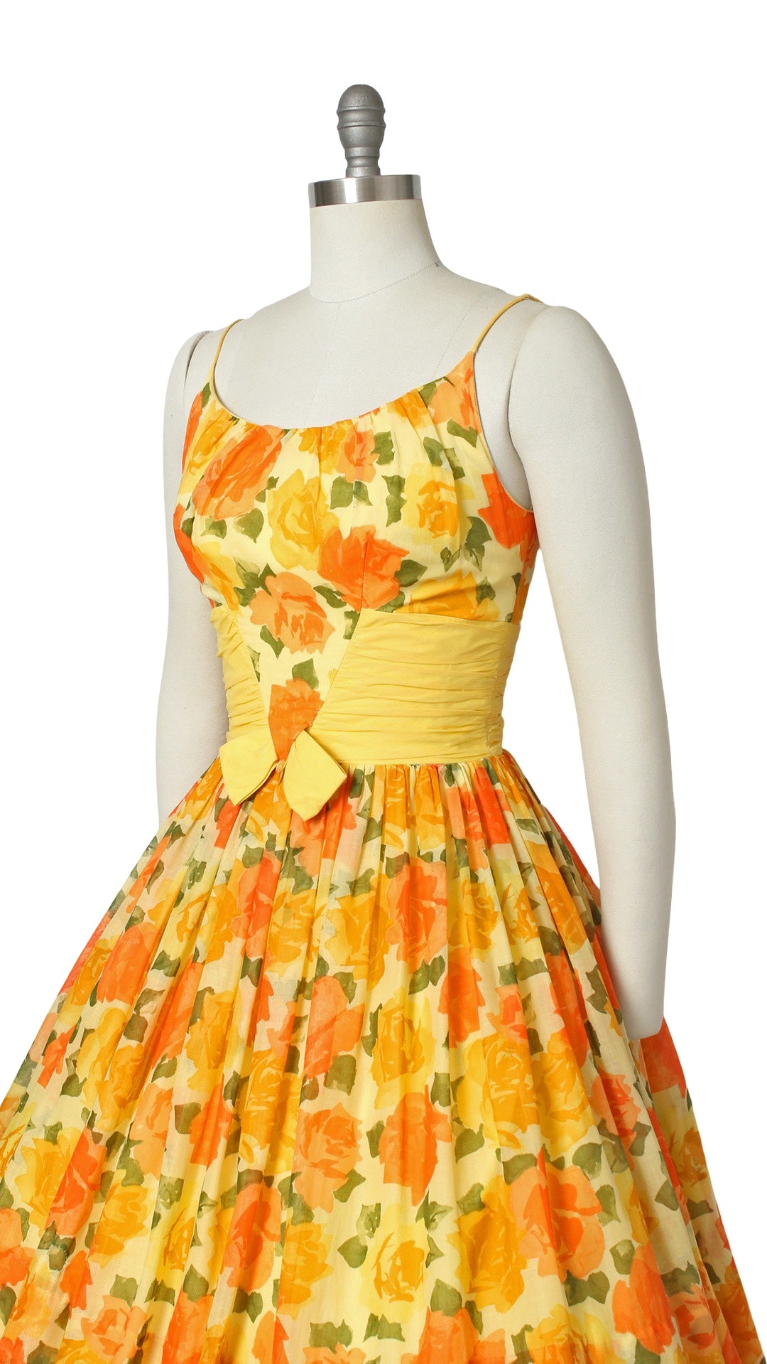 1950s Orange & Yellow Roses Cotton Sundress | small