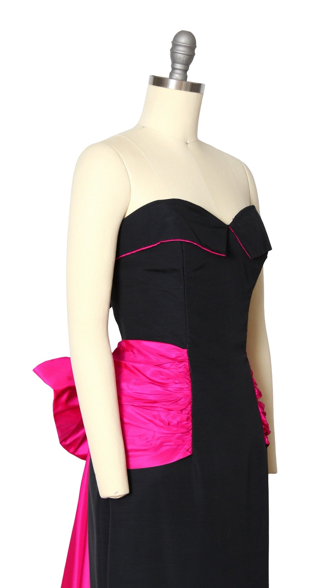 NEW | 1980s Shocking Pink Train Gown | small