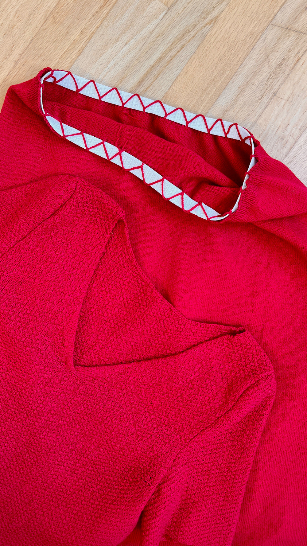 1950s Red Knit Wool Skirt Set | small/medium